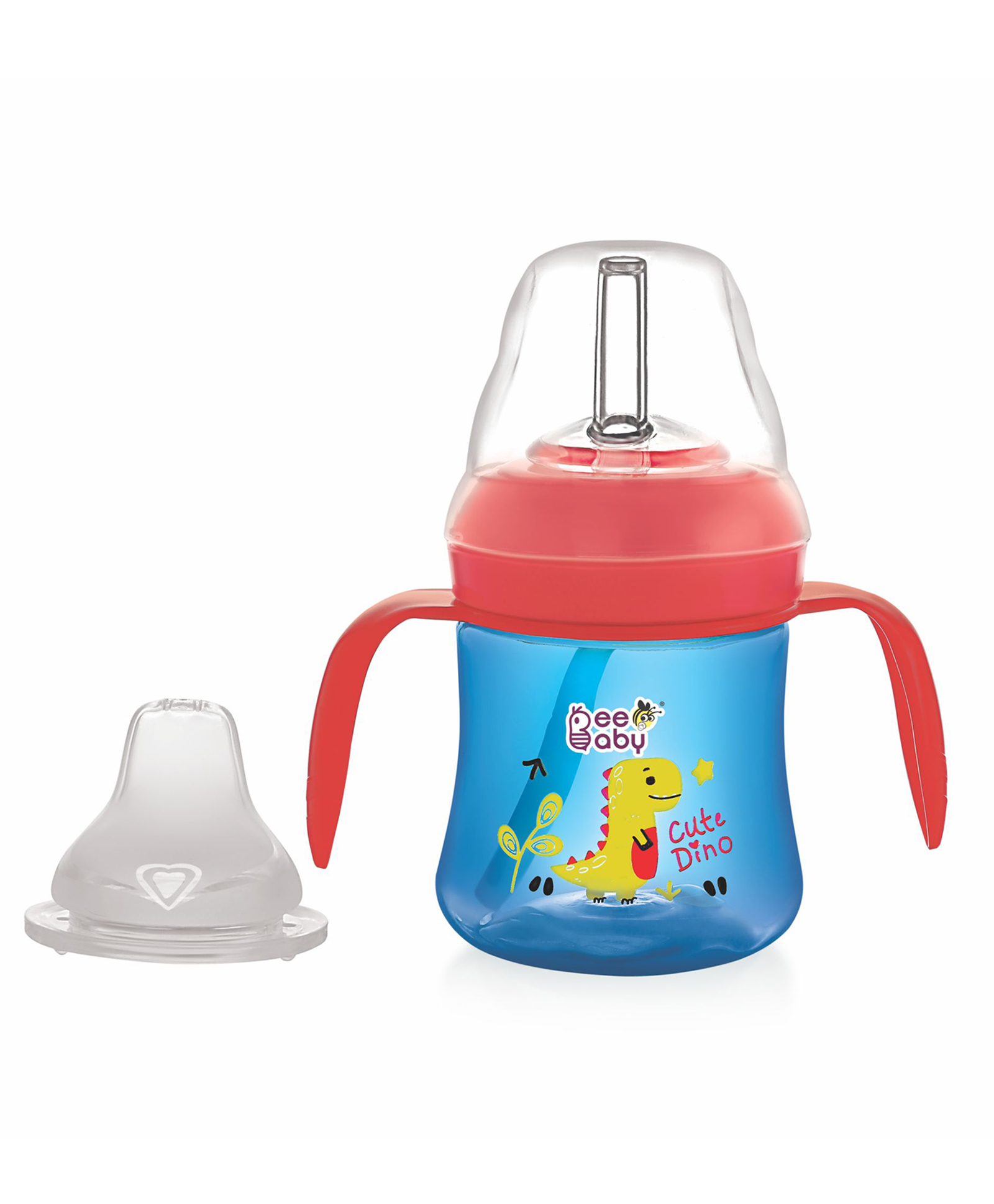 Beebaby Dino 2 in 1 Spout & Straw Sippy Cup for Baby, Interchangeable Leak proof, Anti-Spill, Easy to Hold Sipper for Toddlers. 100% BPA Free. (150 ml - Violet)-picture-34