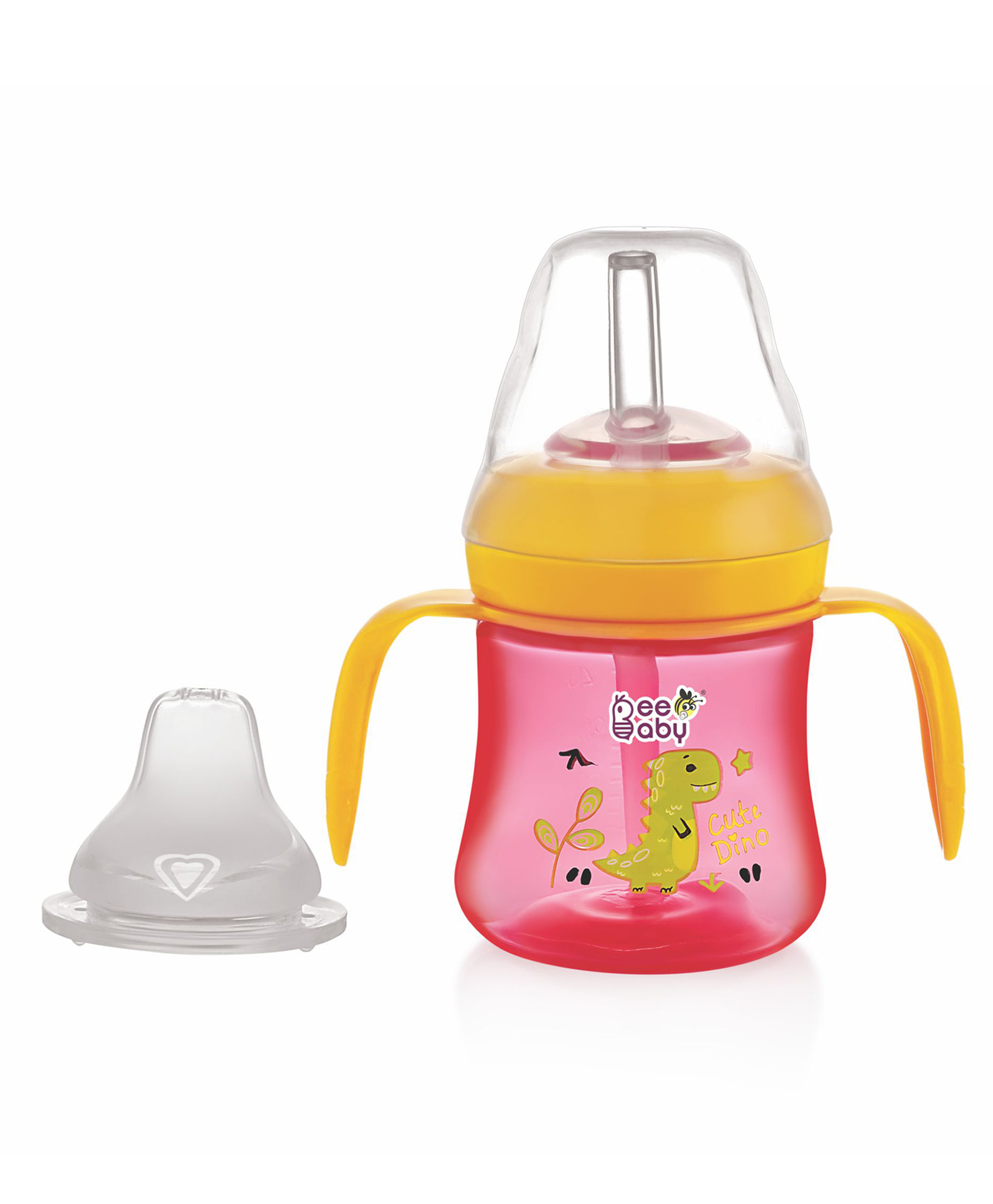 Beebaby Dino 2 in 1 Spout & Straw Sippy Cup for Baby, Interchangeable Leak proof, Anti-Spill, Easy to Hold Sipper for Toddlers. 100% BPA Free. (150 ml - Violet)-image-38