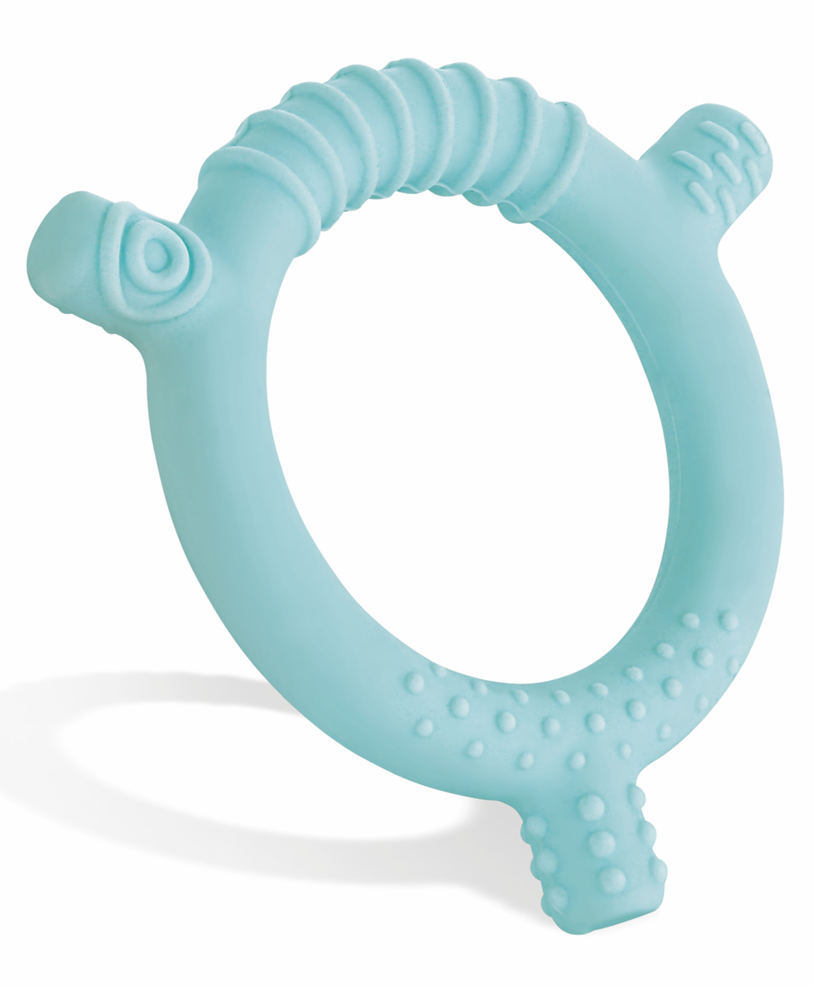 BeeBaby Soft Silicone Ring Teether for 3-6 months with Carrying Case, BPA Free Teething Toy for Babies with Textured Surface for Soothing Gums. 100% Food Grade (Ring - Blue)-picture-17
