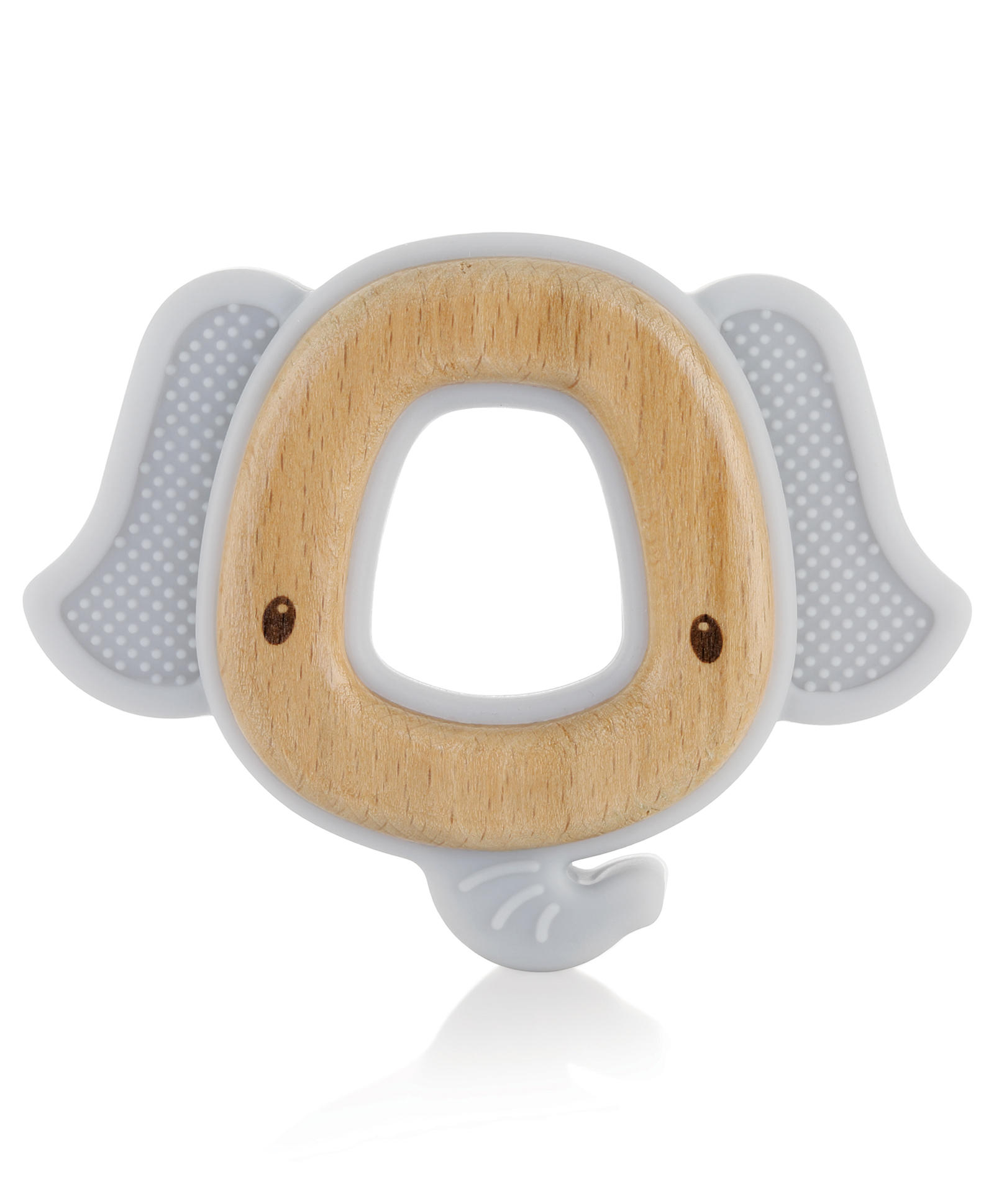 BeeBaby Elephant Shape 2 in 1 Soft Silicone & Beech Wood Teether for 6 to 12 months, BPA Free Teething Toy for Babies with Textured Surface for Soothing Gums. (Elephant - Grey)-image-27
