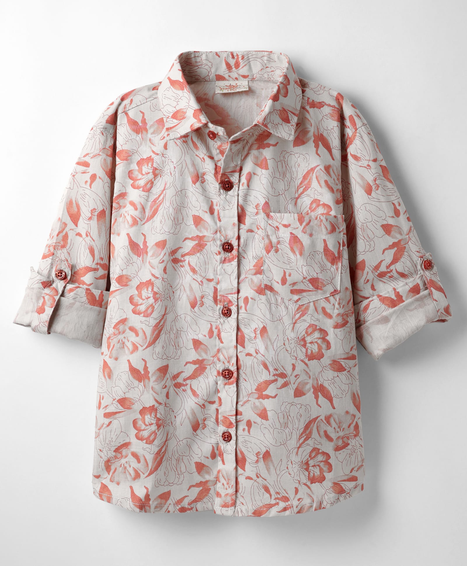 Rikidoos Cotton Woven Full Sleeves Shirt With Floral Print - Beige-picture-28