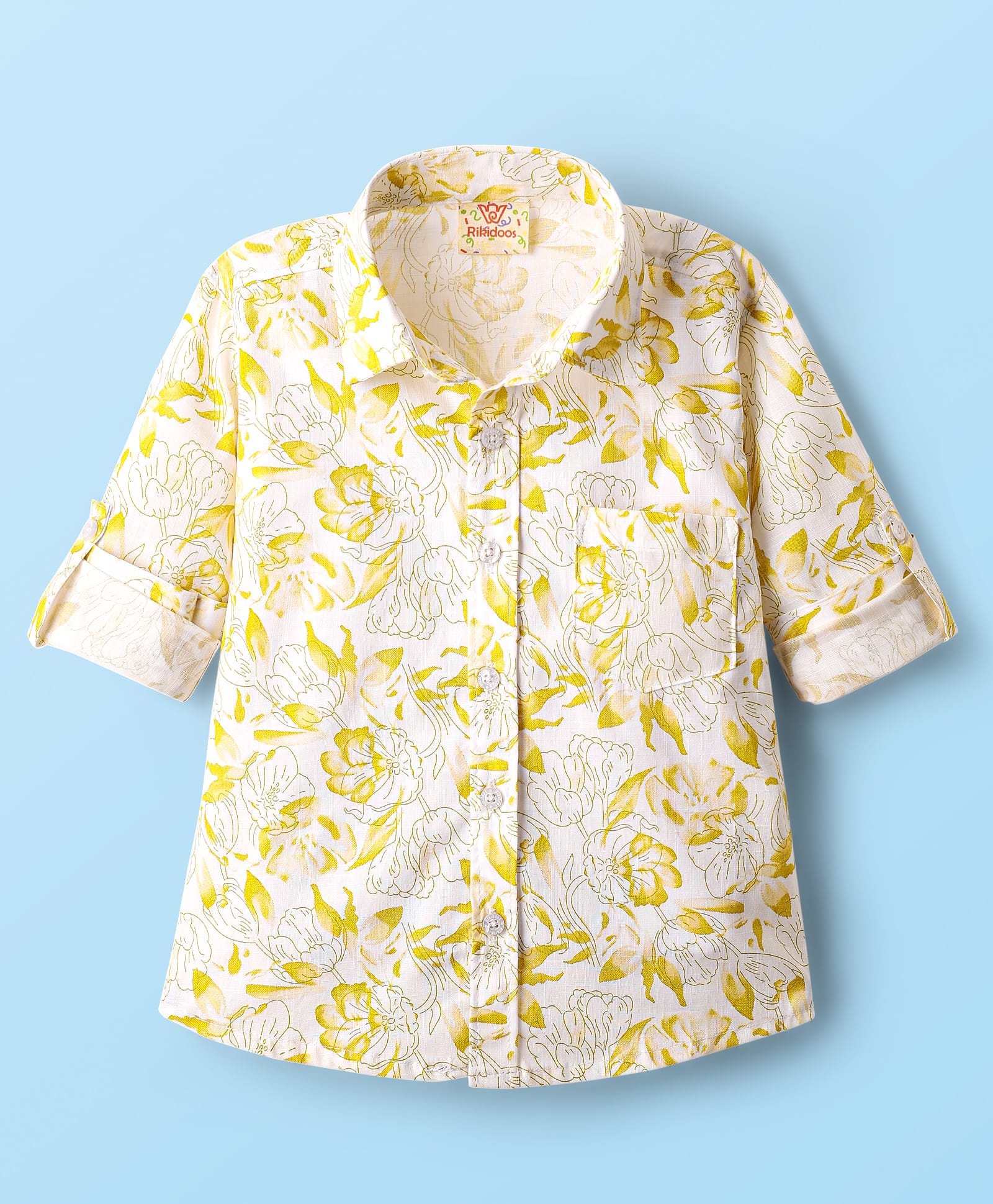 Rikidoos Cotton Woven Full Sleeves Shirt With Floral Print - White-picture-20
