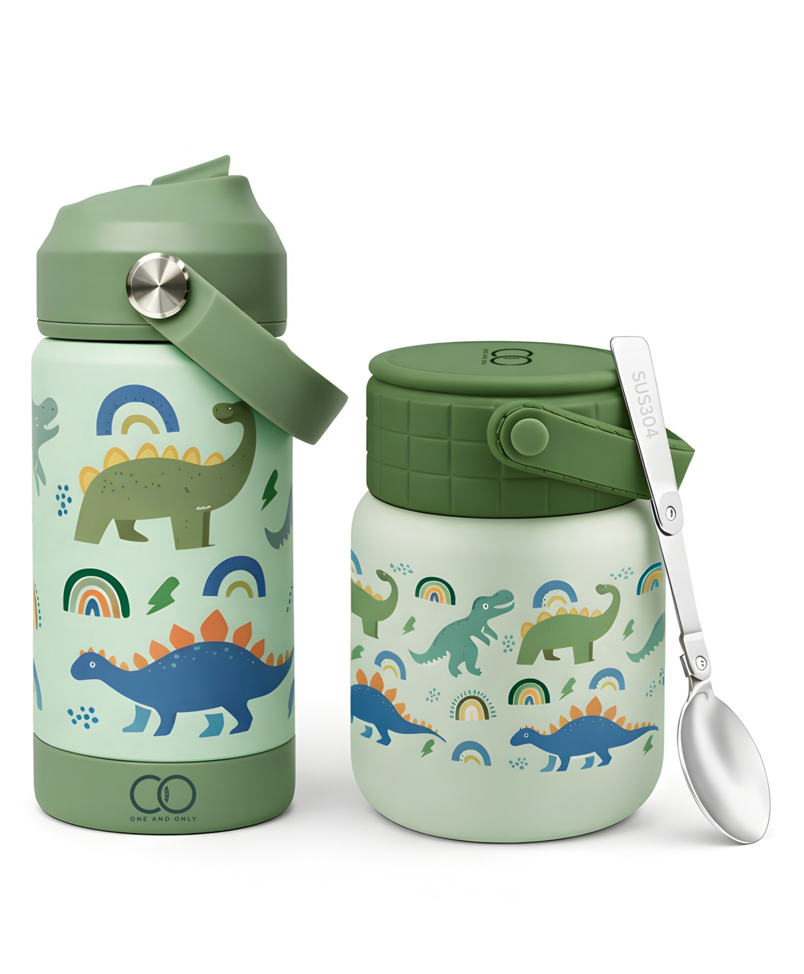 ONE AND ONLY Dino Insulated Food Jar 450ml & Bottle 350ml Combo-picture-33