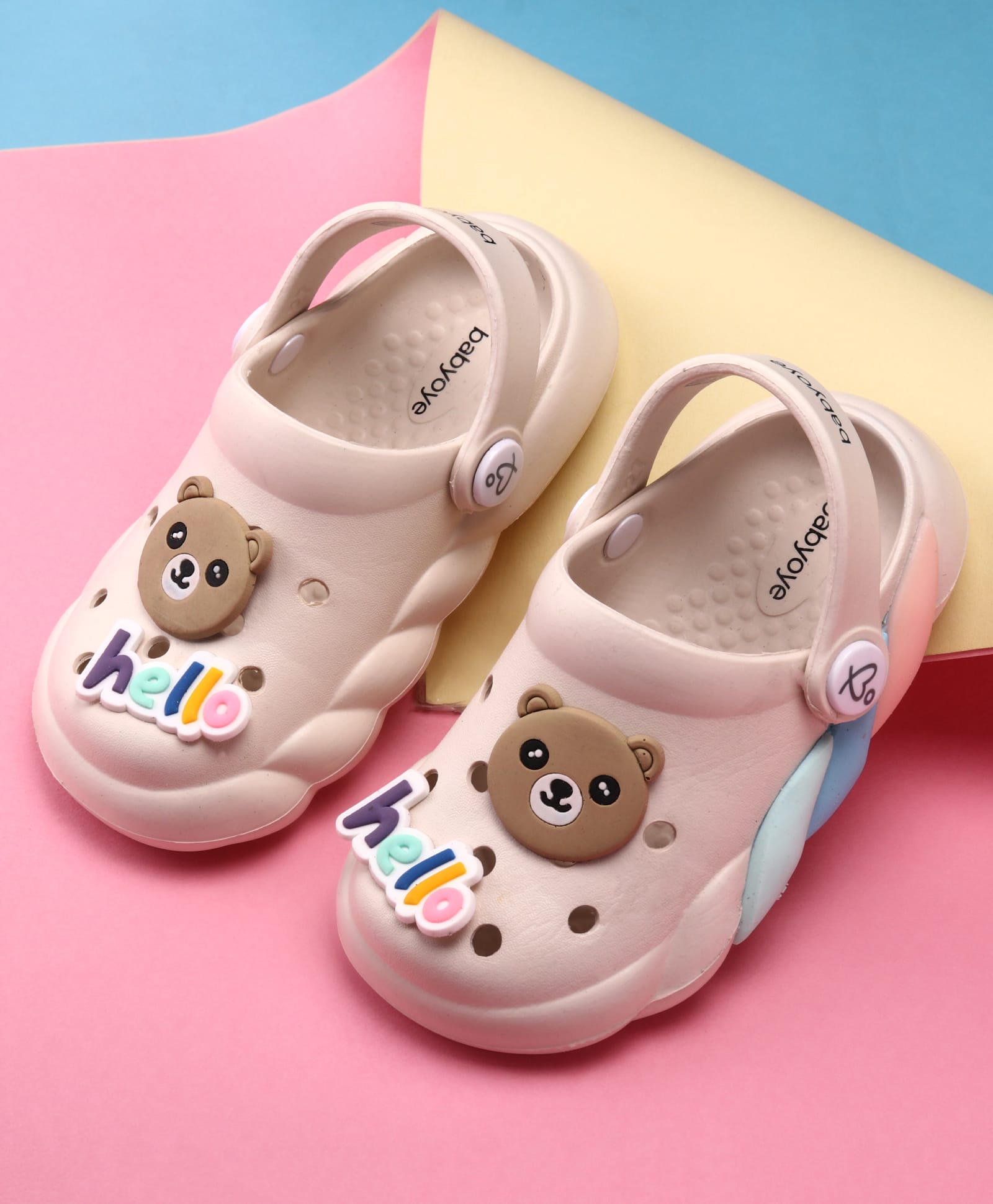 Babyoye Clogs with Teddy Applique - Beige-image-35