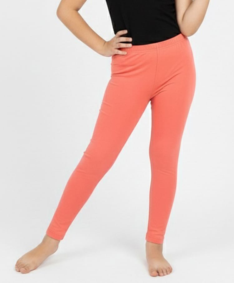 Charm n Cherish Cotton Knit Solid Leggings - Coral-picture-22