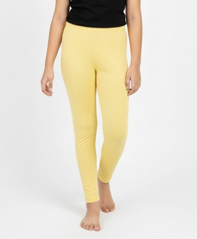 Charm n Cherish Cotton Knit Solid Leggings - Lime Yellow-picture-14