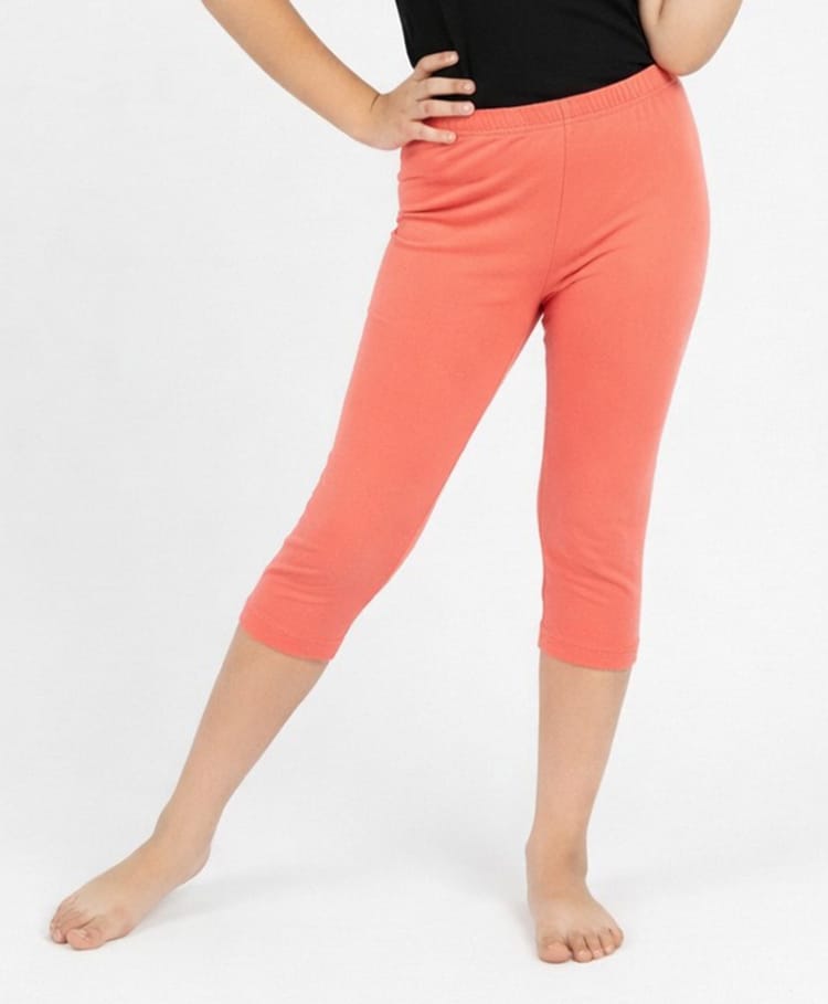 Charm n Cherish Cotton Knit Solid Capri Leggings - Coral-picture-38