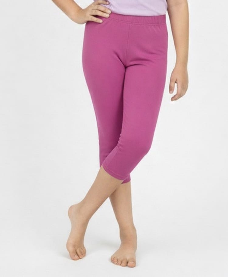 Charm n Cherish Cotton Knit Solid Capri Leggings - Maroon-picture-32