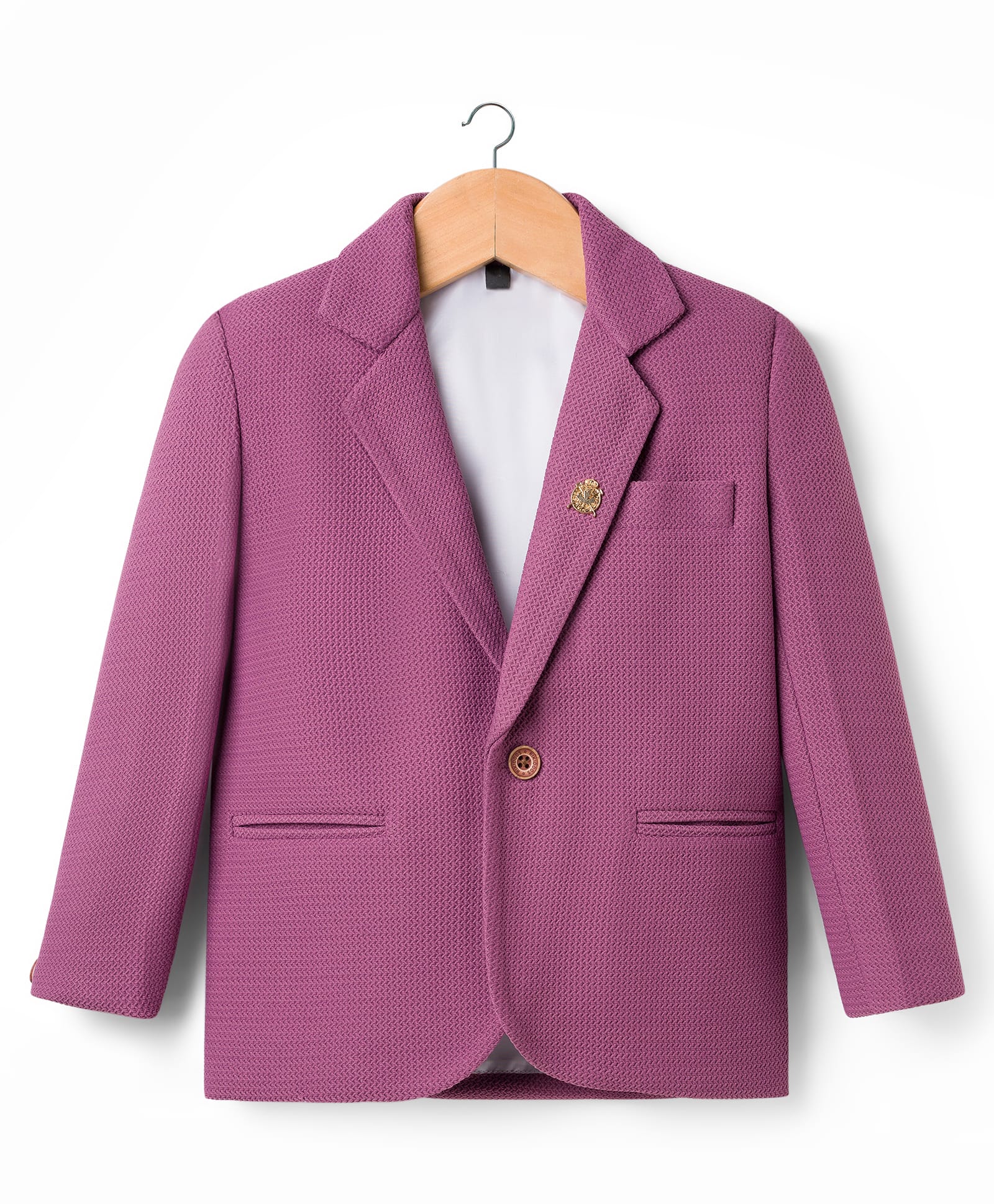Rikidoos Embosis Hosiery Woven Full Sleeves Solid Party Blazer - Purple-picture-15