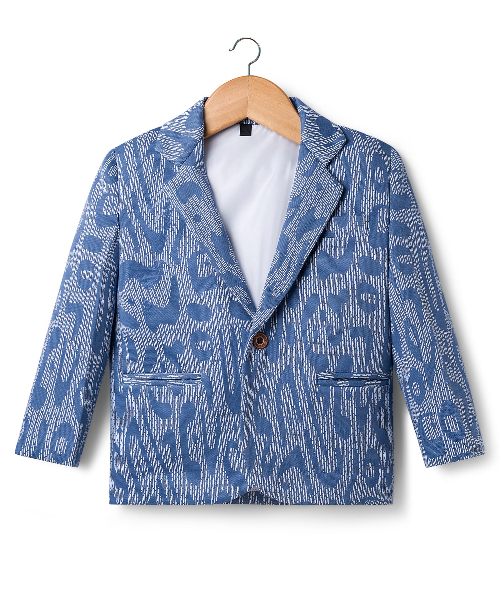 Rikidoos Embosis Hosiery Woven Full Sleeves Printed Party Blazer - Blue-picture-22
