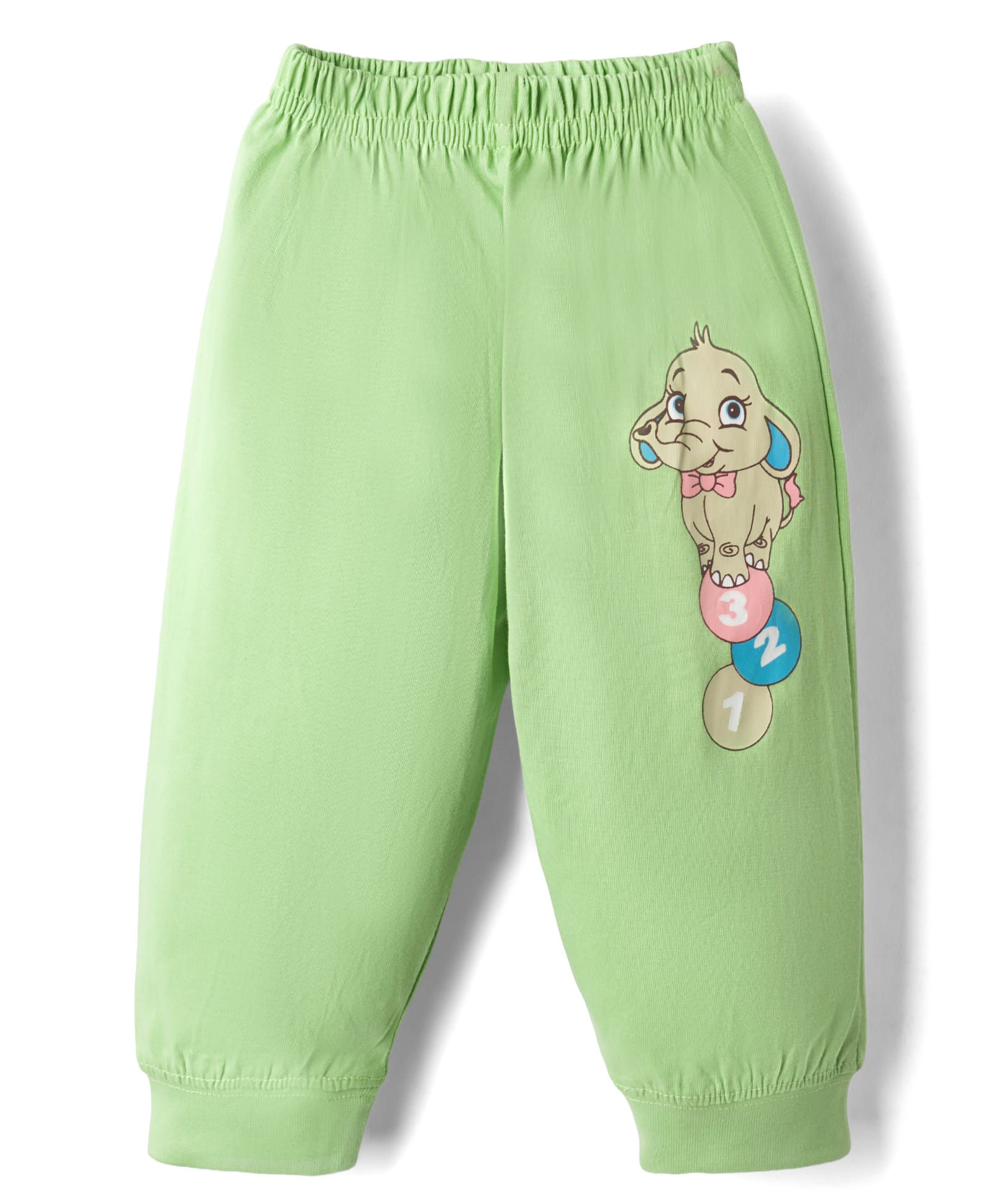 Tango Single Jersey Knit Full Length Elephant Printed Lounge Pant - Light Green-image-34