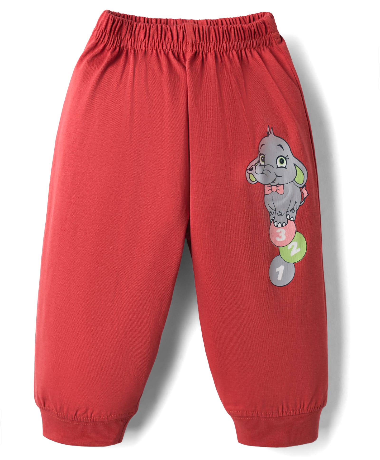 Tango Single Jersey Knit Full Length Elephant Printed Lounge Pant - Red-picture-0
