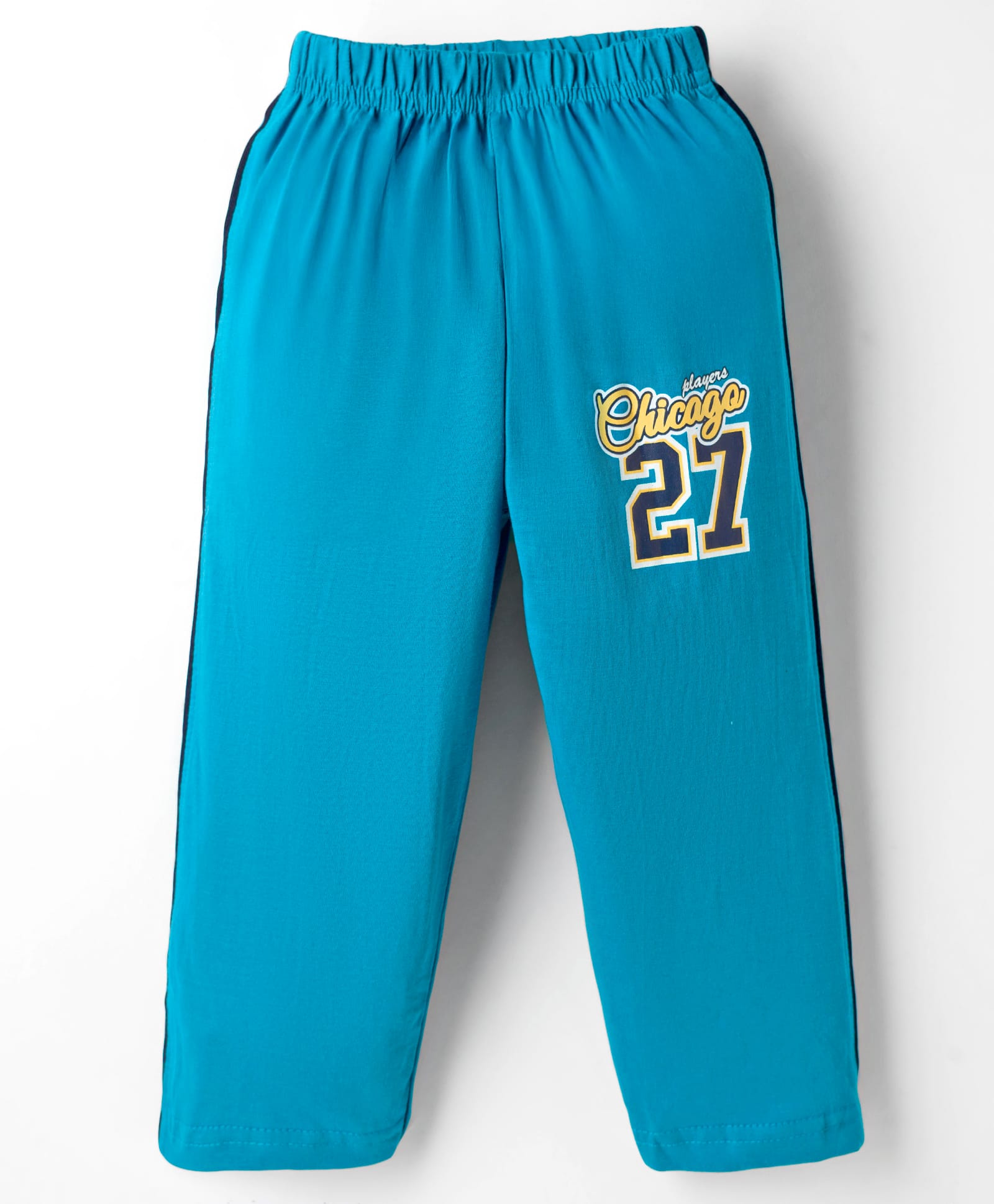 Tango Single Jersey Knit Full Length Track Pant with Chicago Print - Blue-image-44