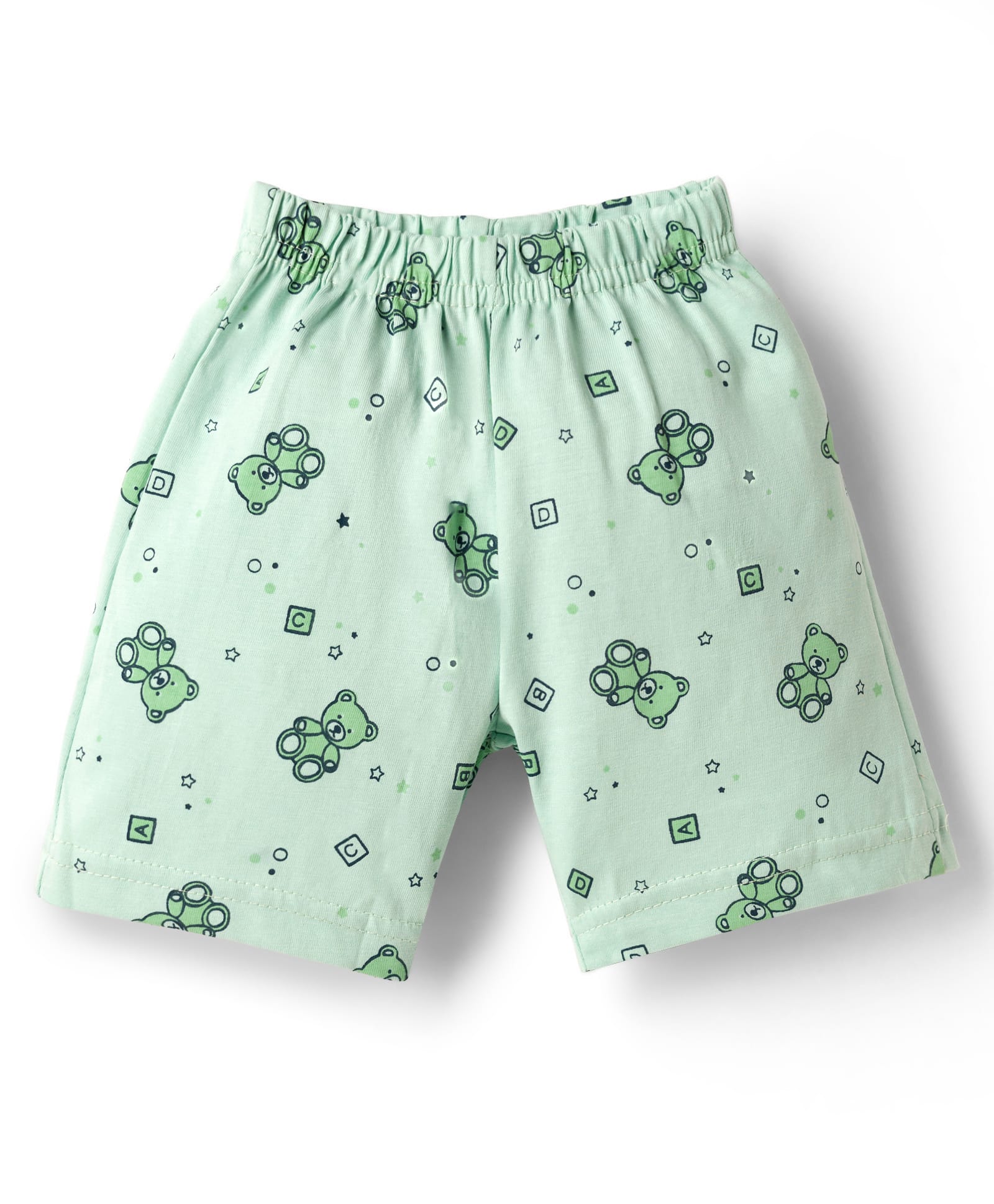 Tango Single Jersey Knit Above Knee Length Shorts With Teddy Bear Print - Aqua-picture-13