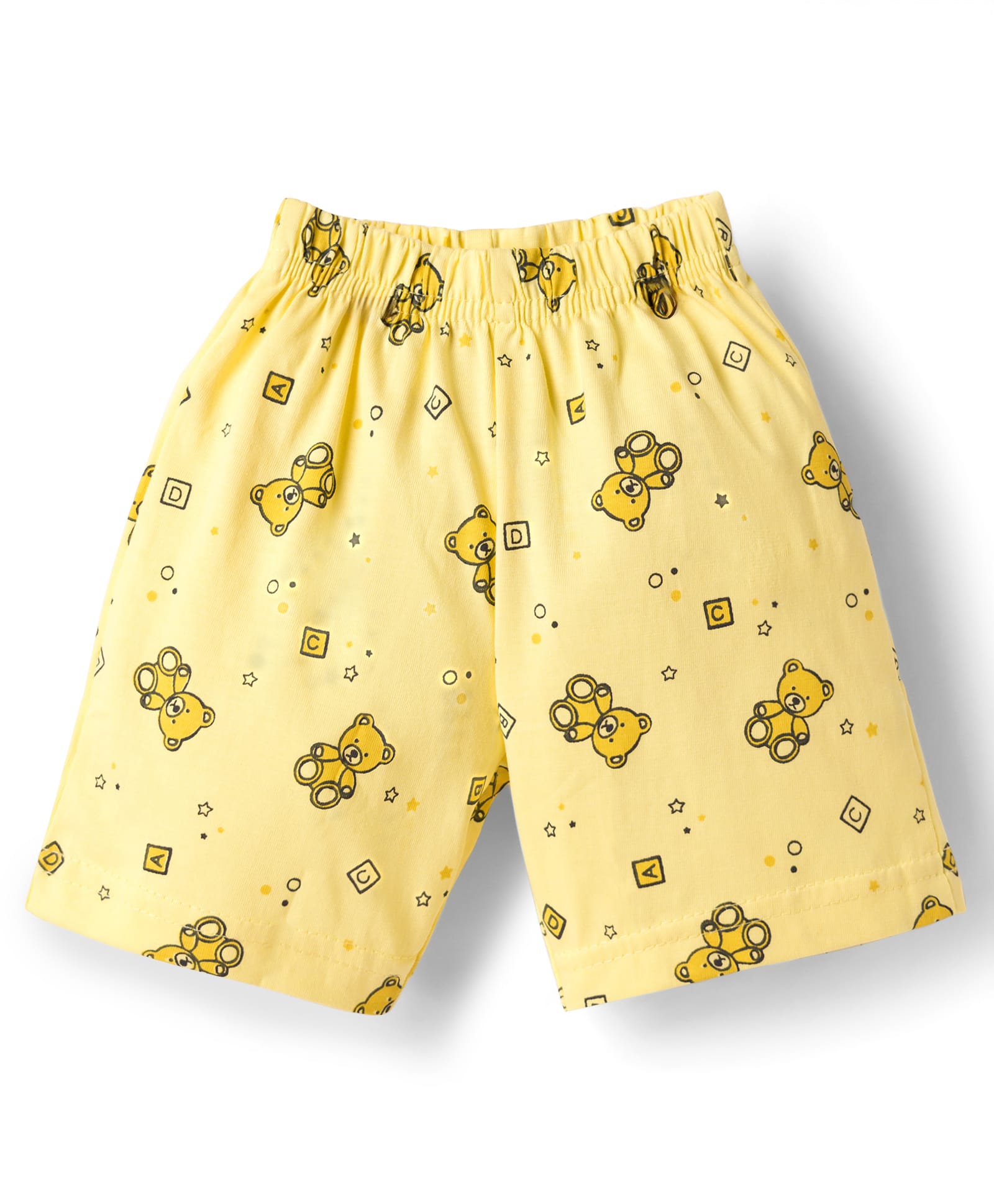 Tango Single Jersey Knit Above Knee Length Shorts With Teddy Bear Print - Yellow-picture-10