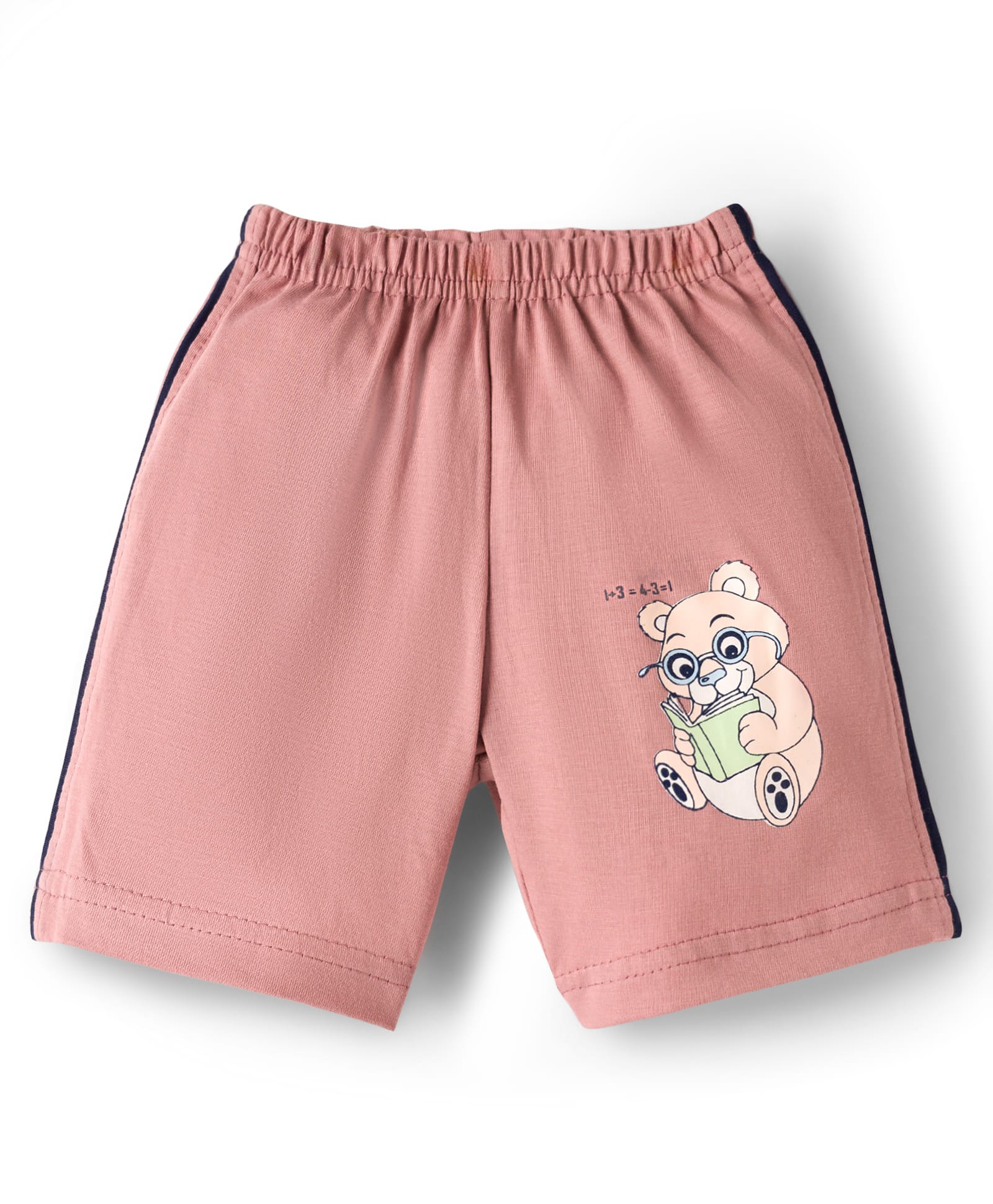 Tango Single Jersey Knit Above Knee Length Shorts With Teddy Bear Print - Pink-image-40