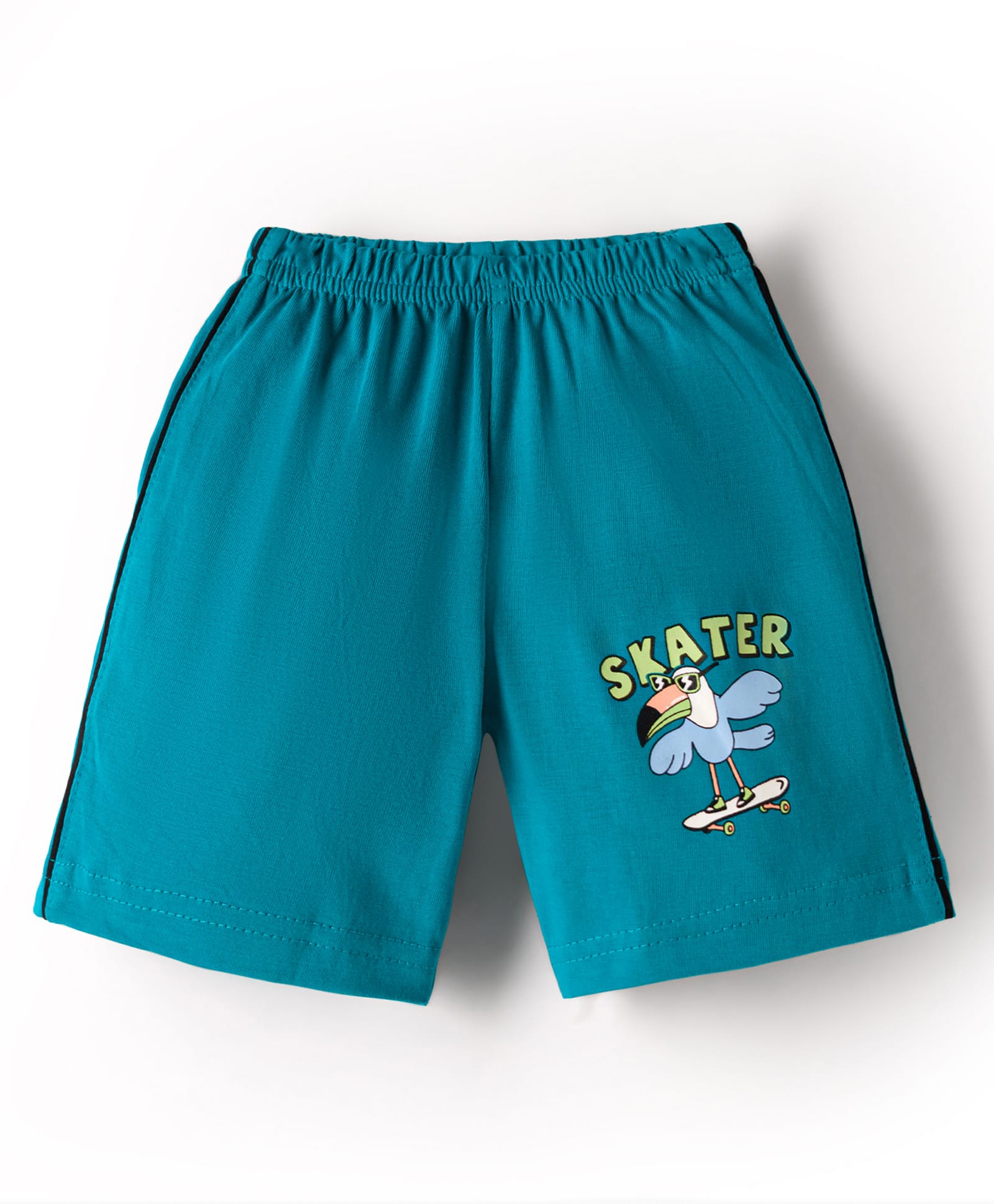 Tango Single Jersey Knit Shorts With Birds Print - Teal Blue-picture-15