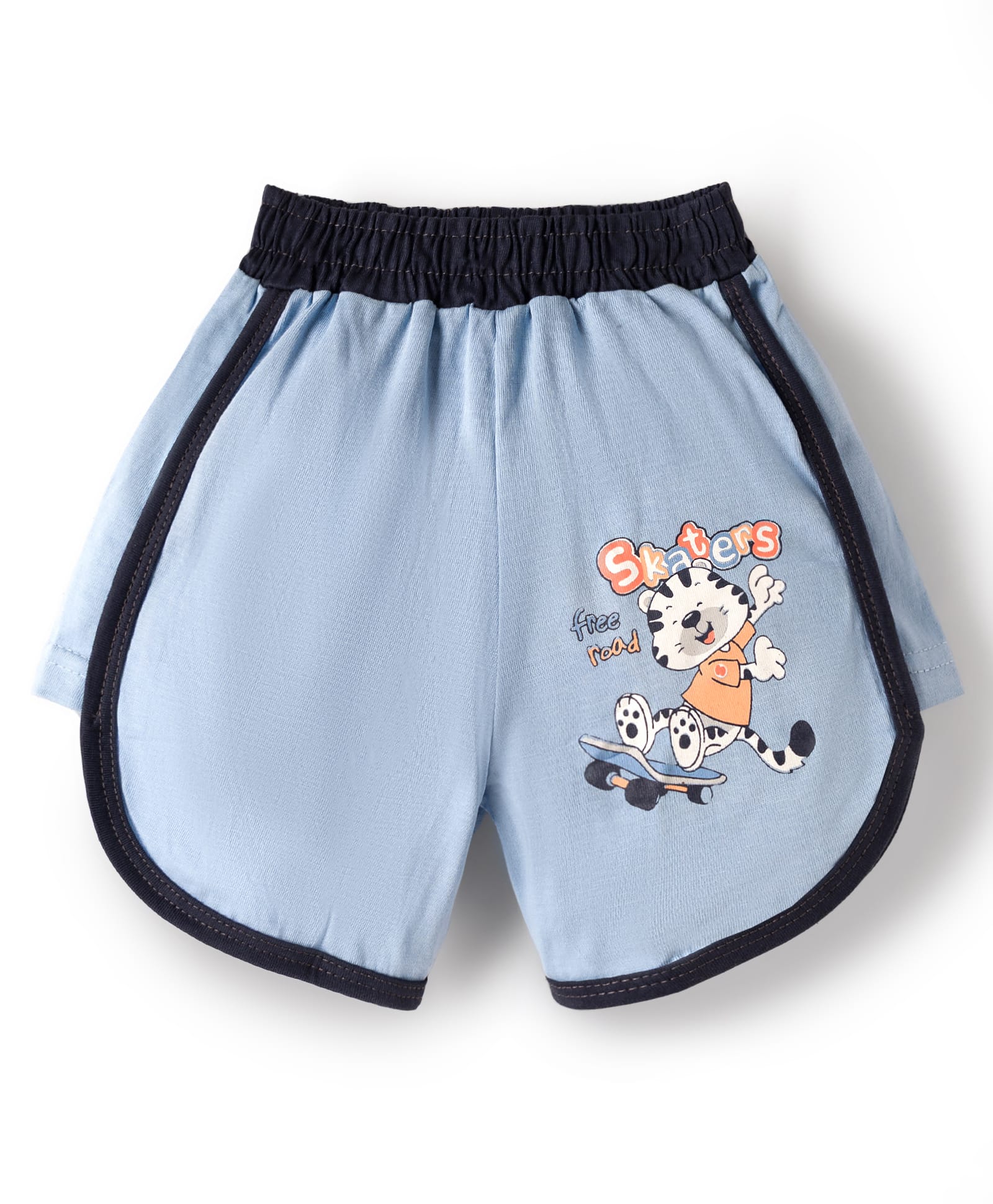 Tango Single Jersey Knit Mid Thigh Shorts With Animal Print - Blue-picture-20