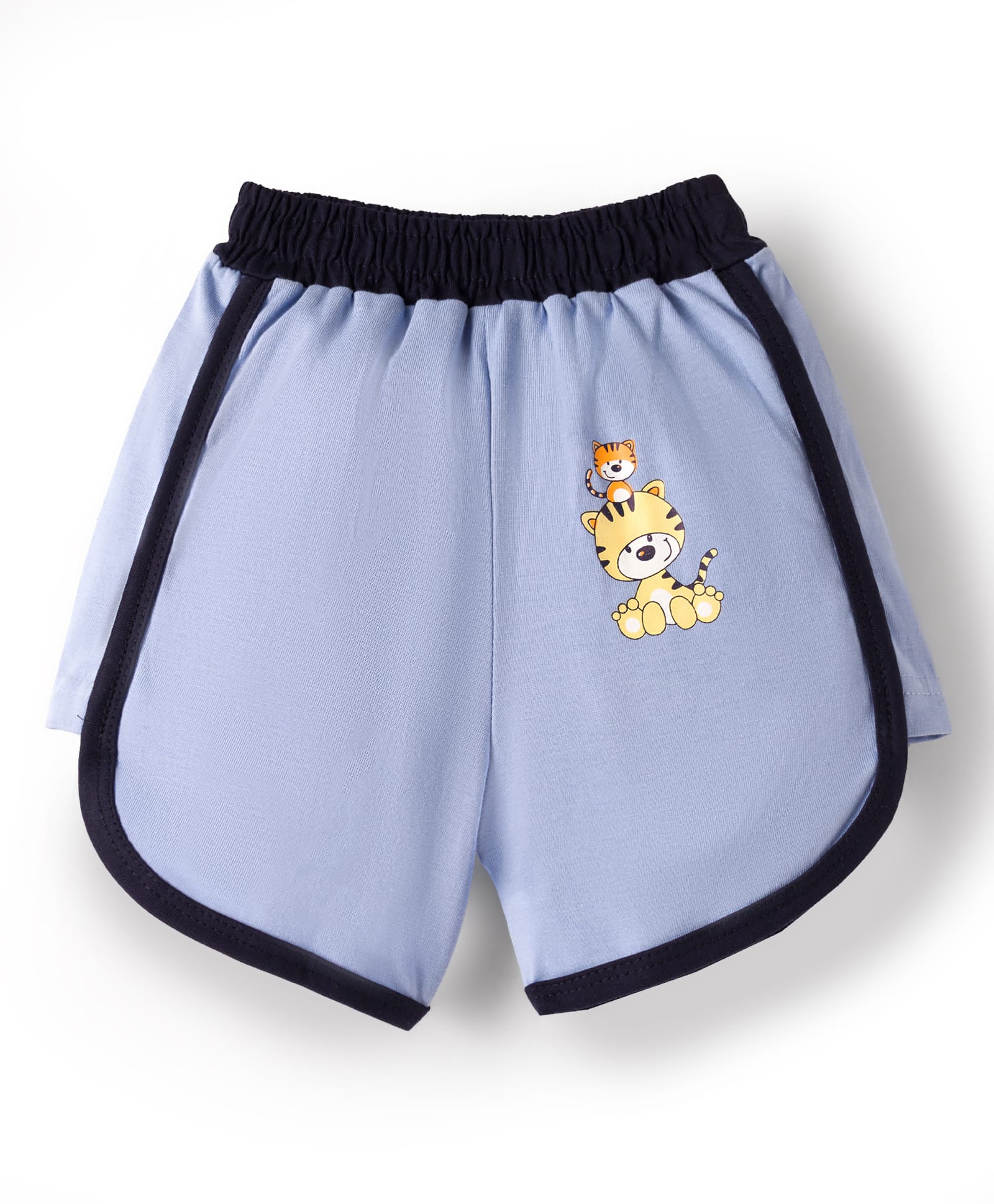 Tango Single Jersey Knit Mid Thigh Length Shorts With Tiger Print - Light Blue-picture-11