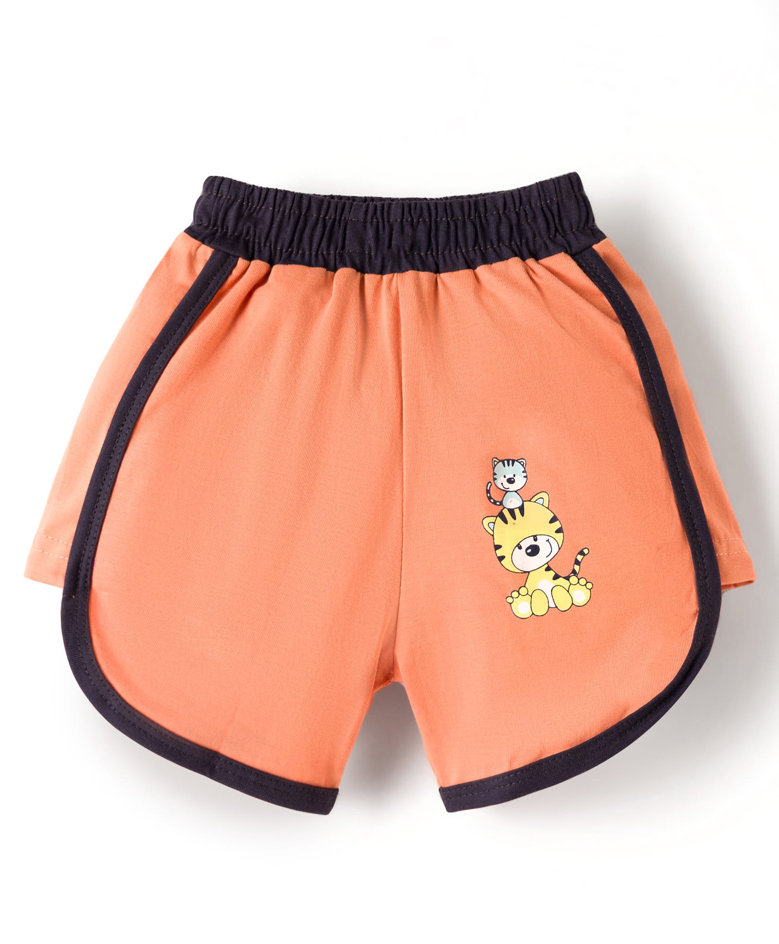 Tango Single Jersey Knit Mid Thigh Shorts With Tiger Print - Peach-picture-13