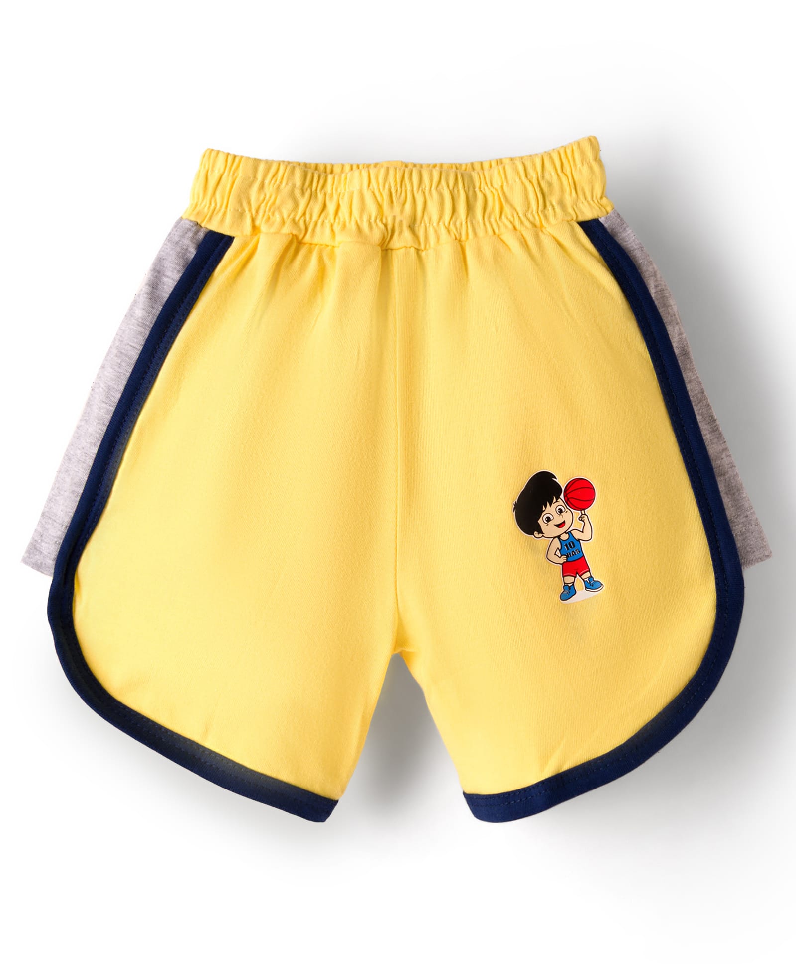 Tango Single Jersey Knit Mid Thigh Shorts With Basketball Print - Yellow-picture-21
