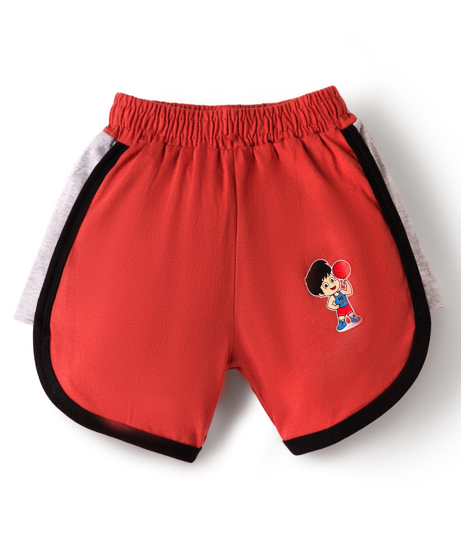 Tango Single Jersey Knit Mid Thigh Shorts With Basketball Print - Red-picture-19