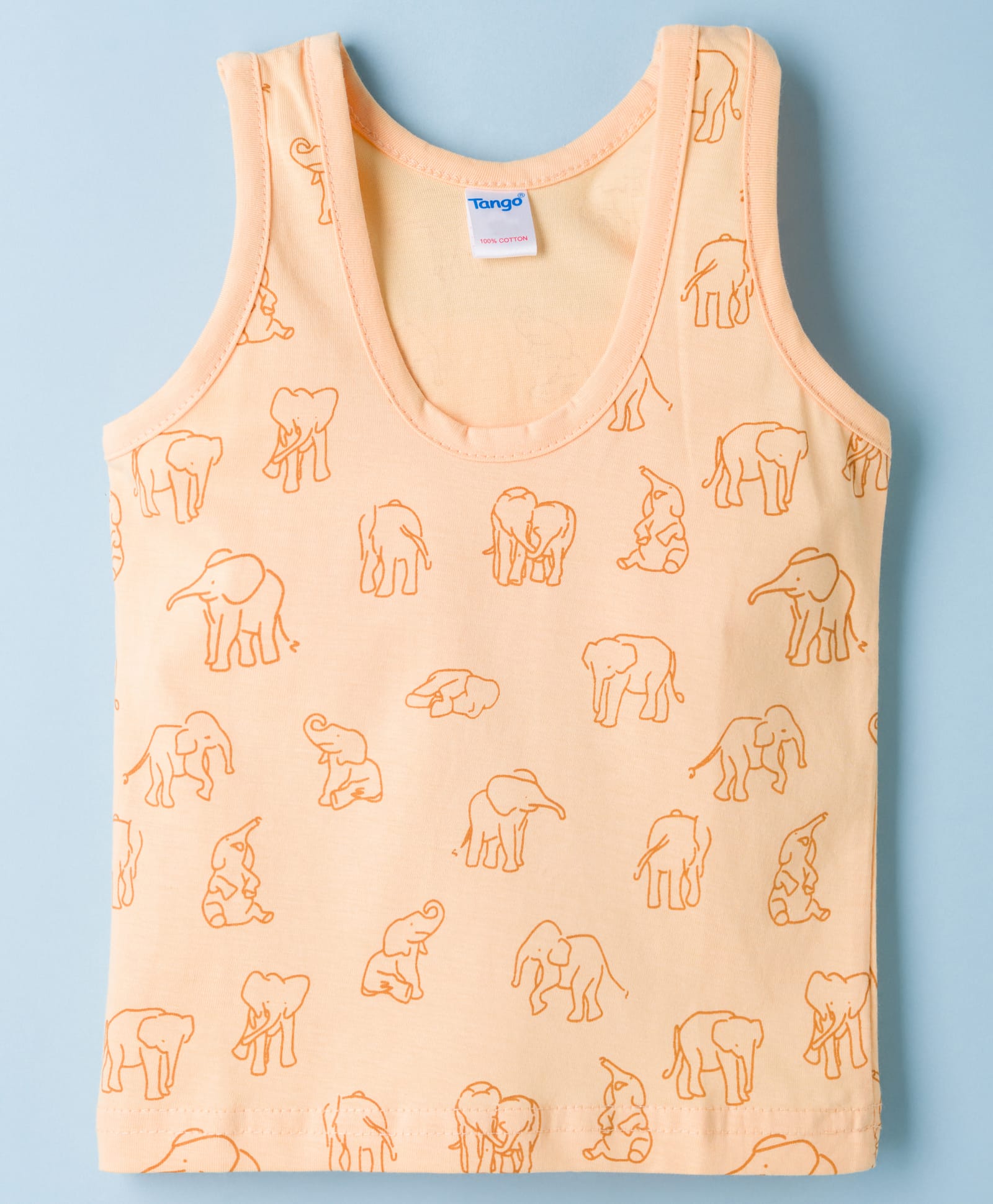 Tango Single Jersey Knit Sleeveless Vest with Elephant Print - Peach-picture-26