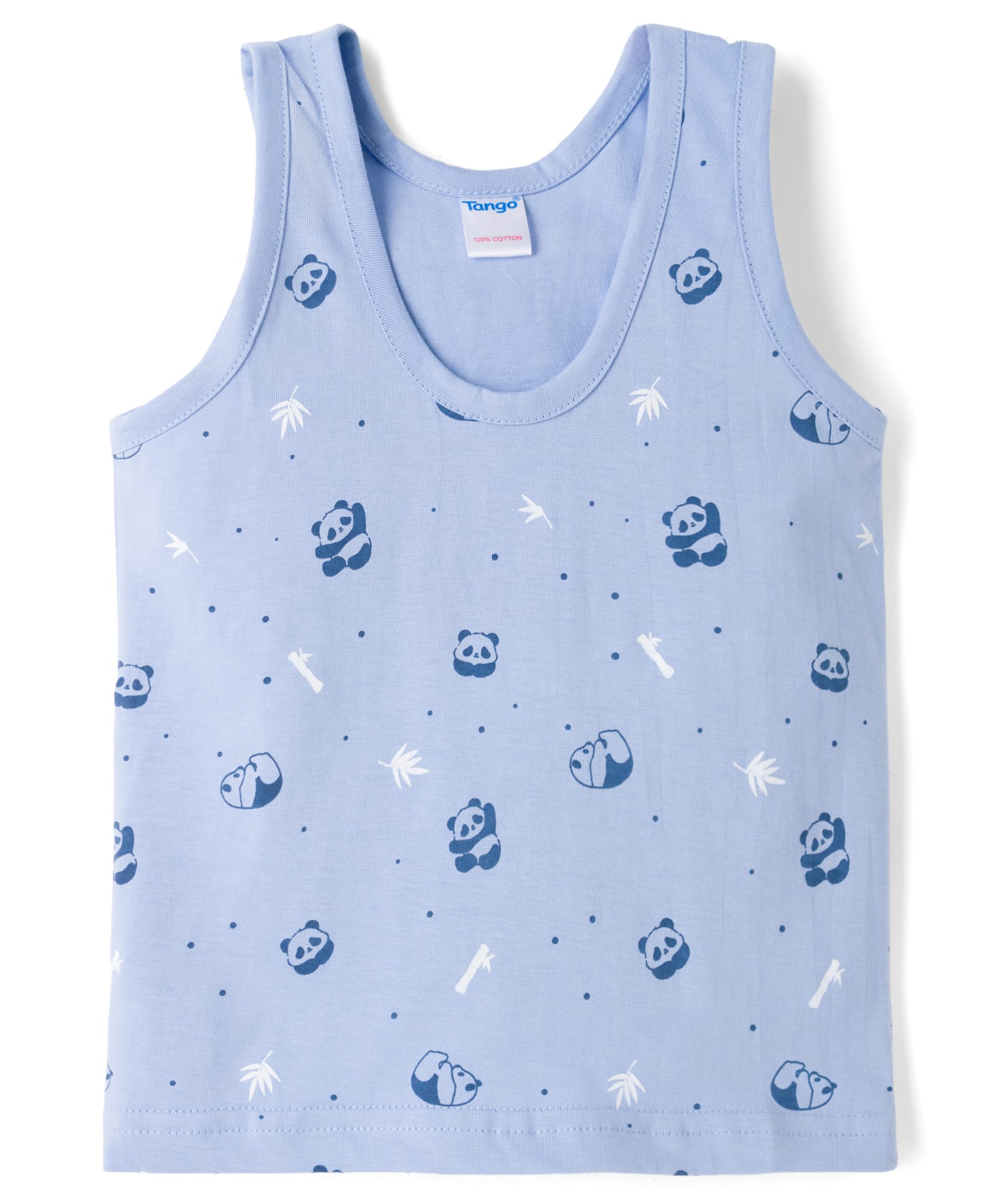 Tango Single Jersey Knit Sleeveless Vest with Panda Print - Blue-image-29