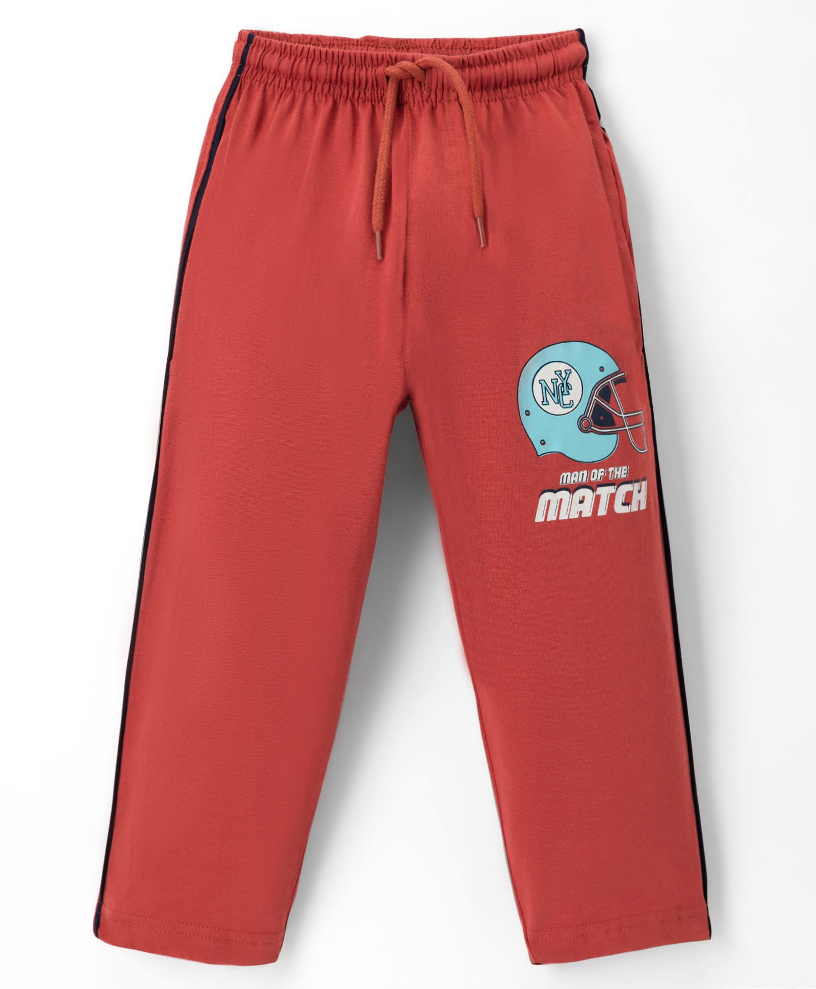 Taeko Single Jersey Knit Full Length Sports Theme Printed Lounge Pant - Red-image-11