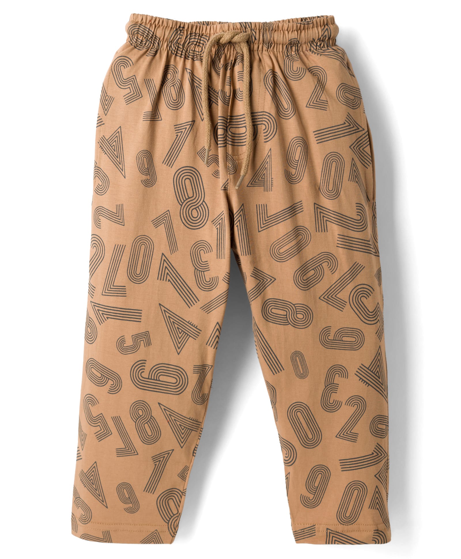 Taeko Single Jersey Knit Full Length Lounge Pant with Numbers Print - Brown-picture-49