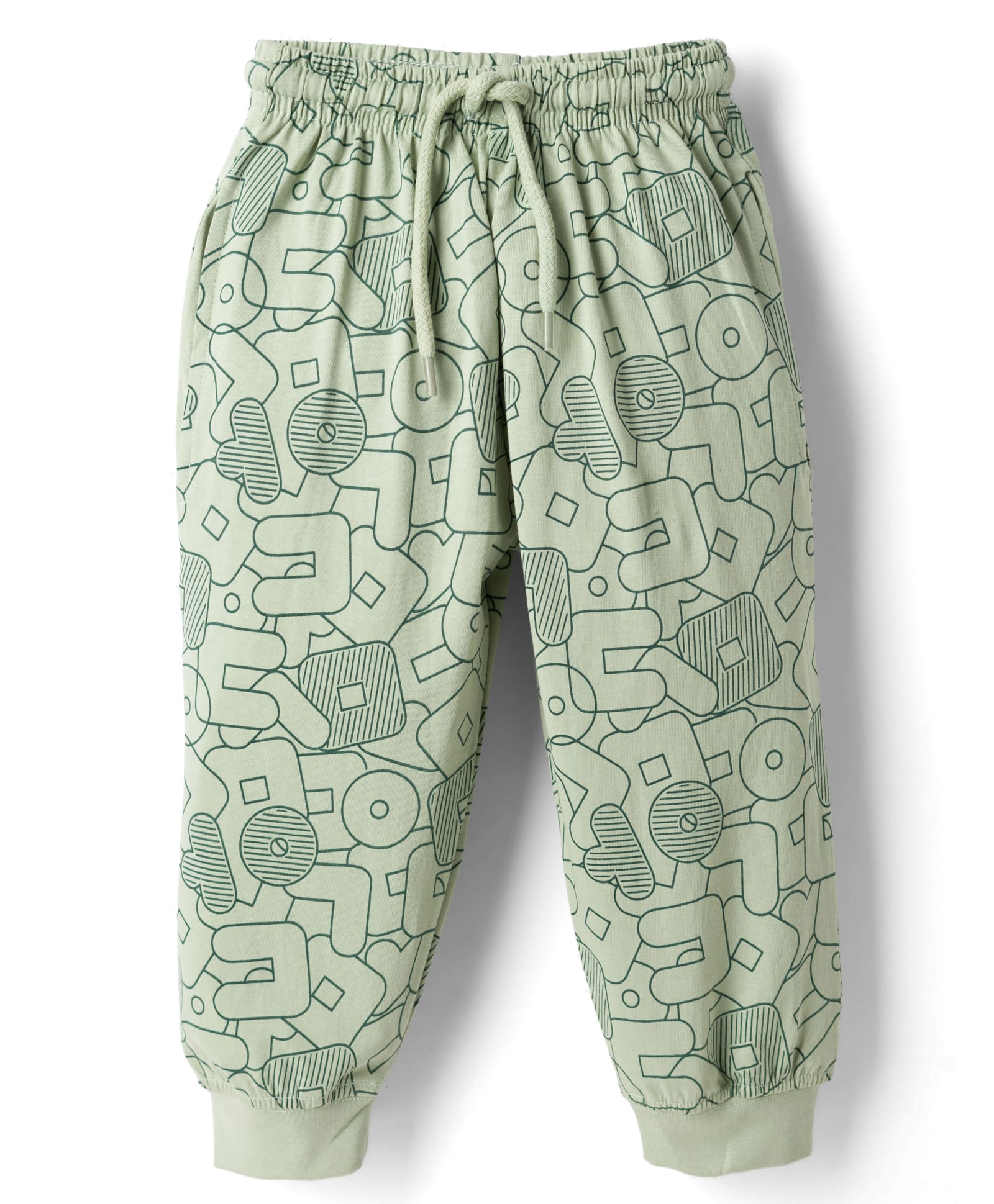 Taeko Single Jersey Knit Full Length Lounge Pant with Alphabet Print - Green-picture-10
