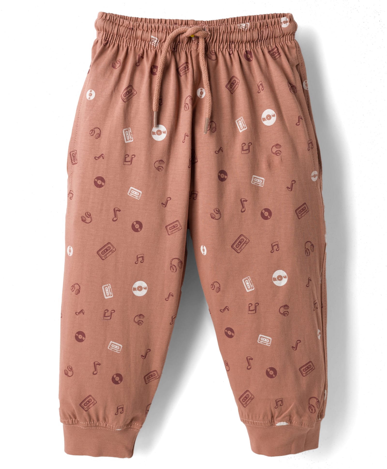 Taeko Single Jersey Knit Full Length Lounge Pant with Music Theme Print - Brown-picture-22