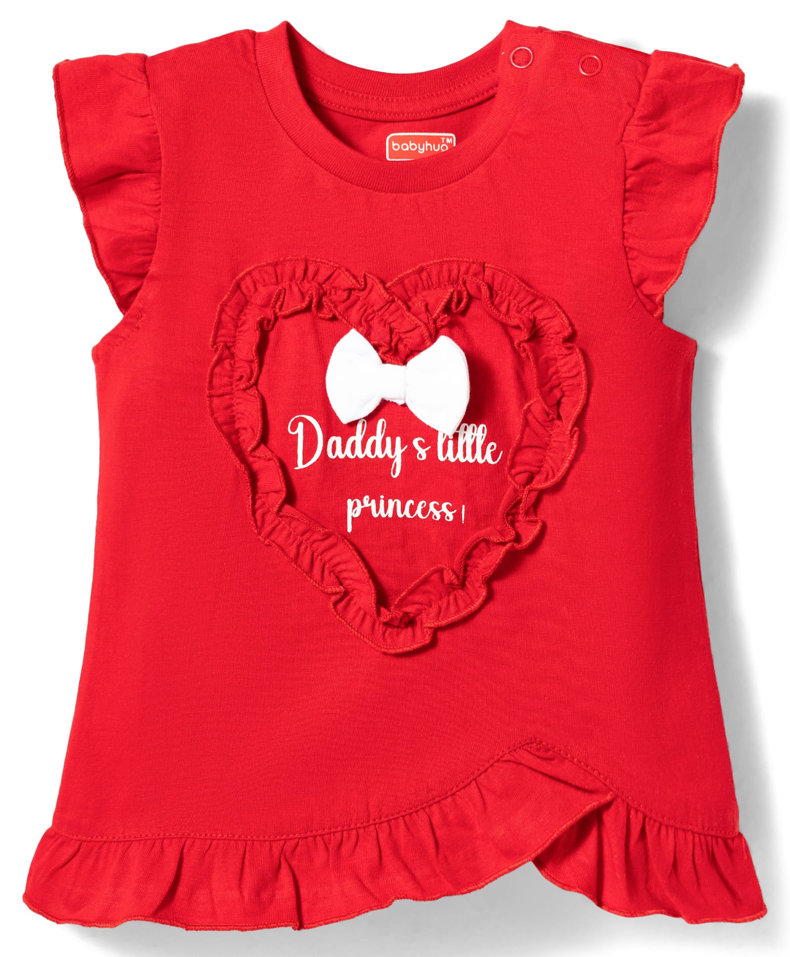 Babyhug Cotton Knit T-Shirt with Graphic Print and Ruffled Sleeves Red 18-24 Months-image-20