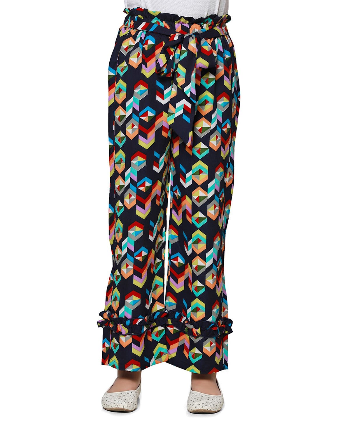 Cutiekins Cotton Woven Abstract Printed Frill Detailed Pants - Black & Red-picture-19