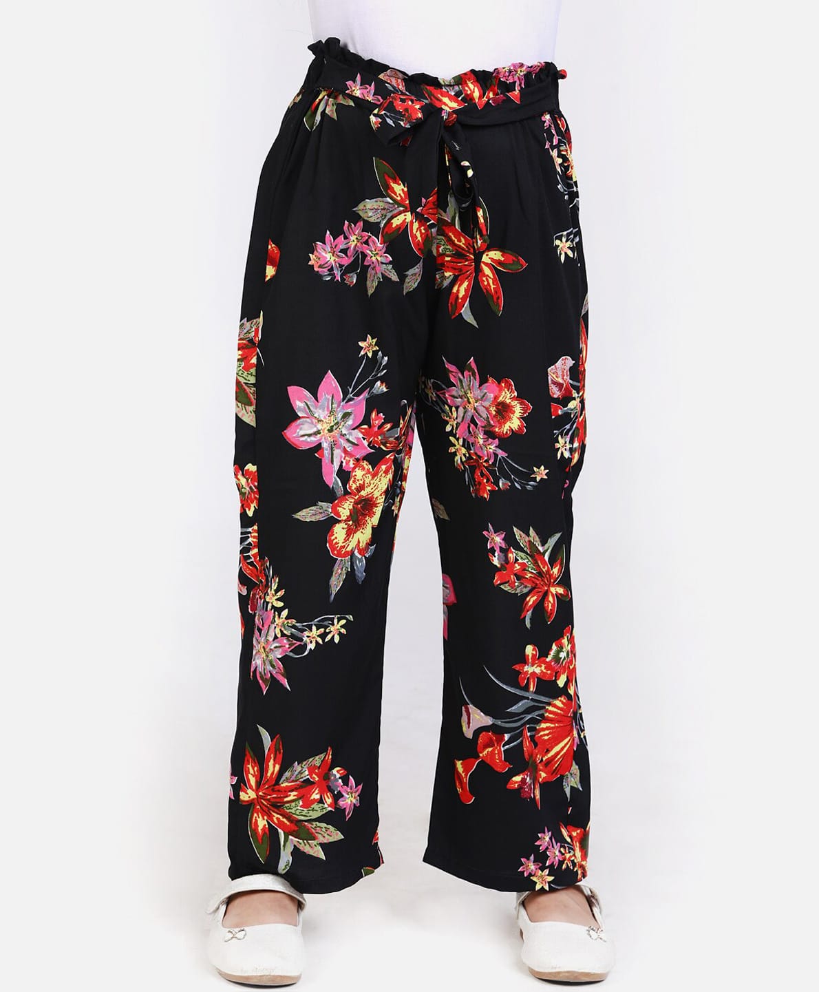 Cutiekins Cotton Woven Floral Printed Pants - Black & Red-picture-16