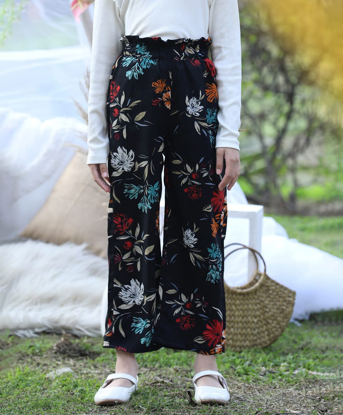 Cutiekins Woven Floral Printed Pants - Black & Blue-picture-13