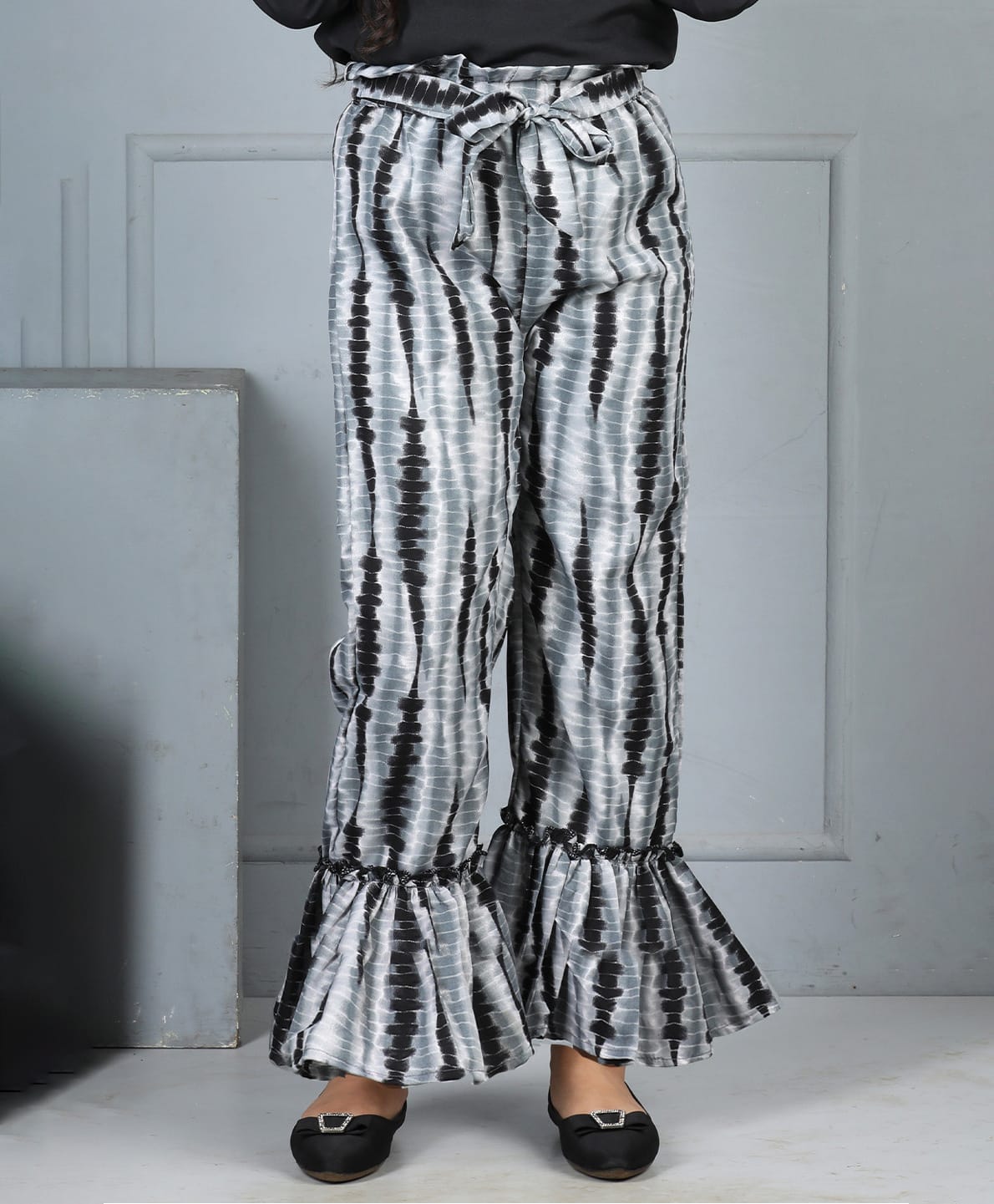 Cutiekins Woven Tie Dye Pants - Black & Off White-image-48