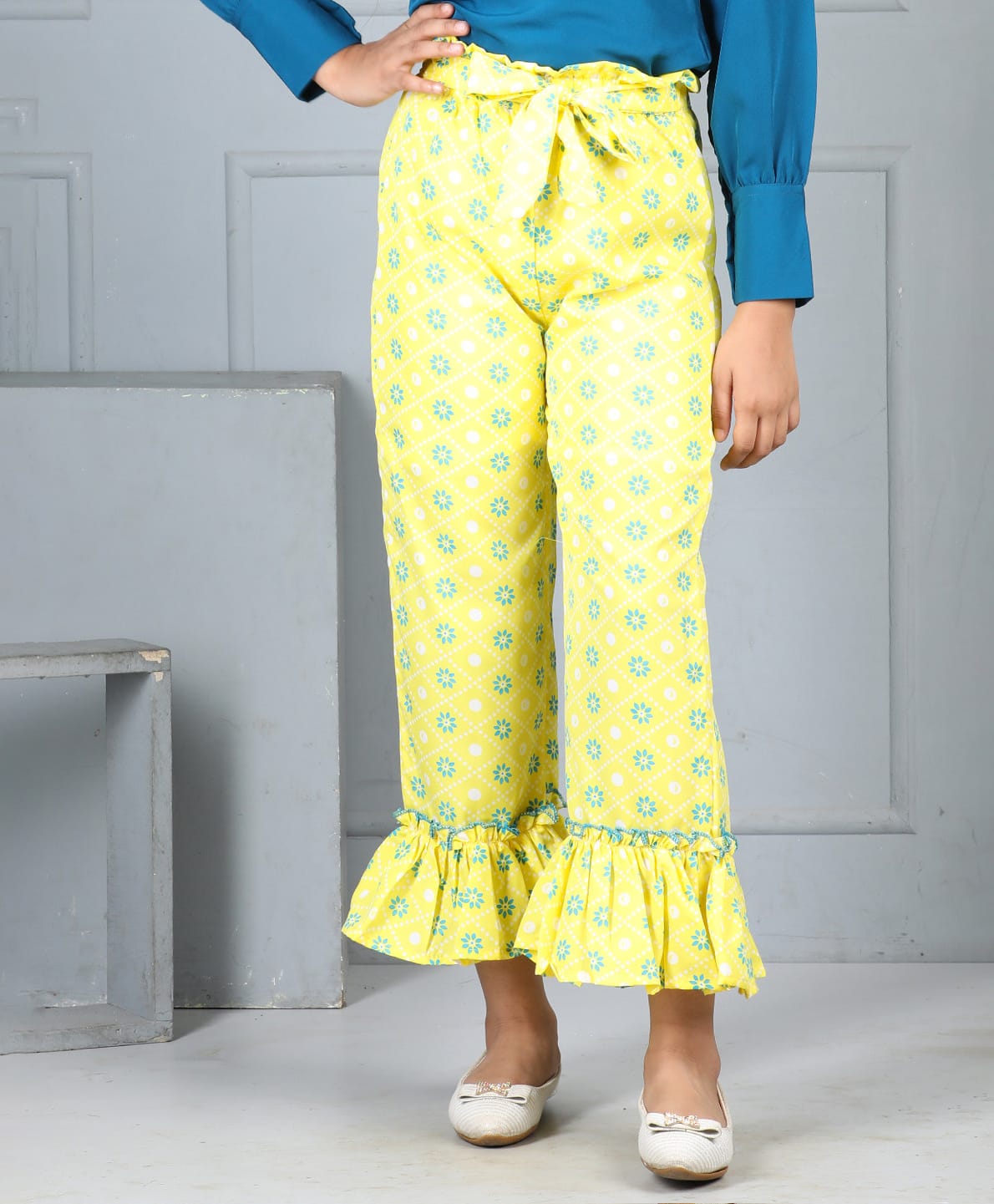 Cutiekins Woven Floral Printed Pants - Yellow & Green-picture-13