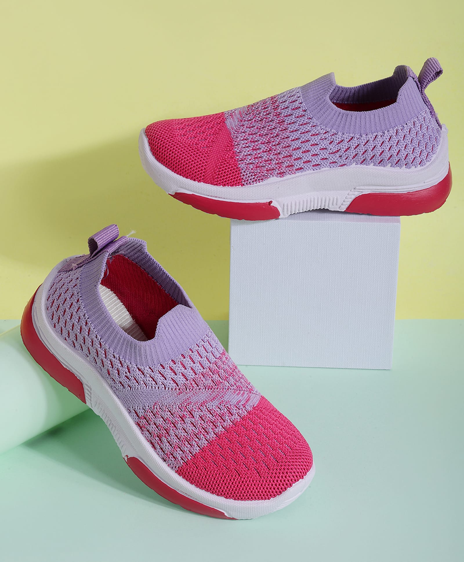 PASSION PETALS Colour Blocked Mesh Detailed Slip On Shoes - Pink & Mauve-picture-22