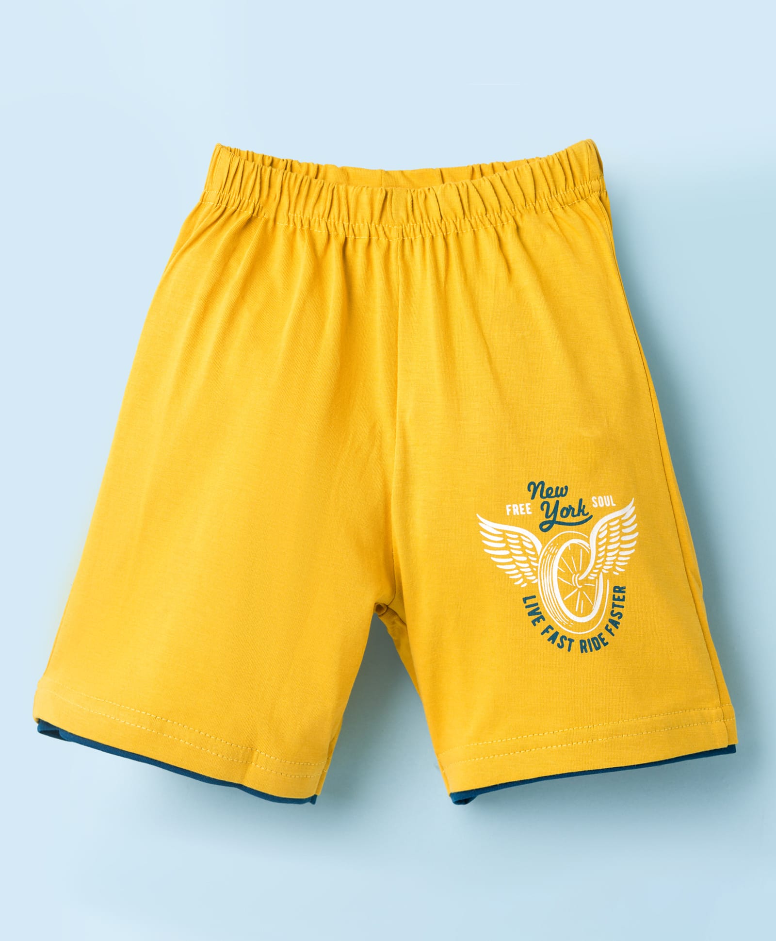 Taeko Single Jersey Knit Text Printed Shorts - Yellow-picture-22