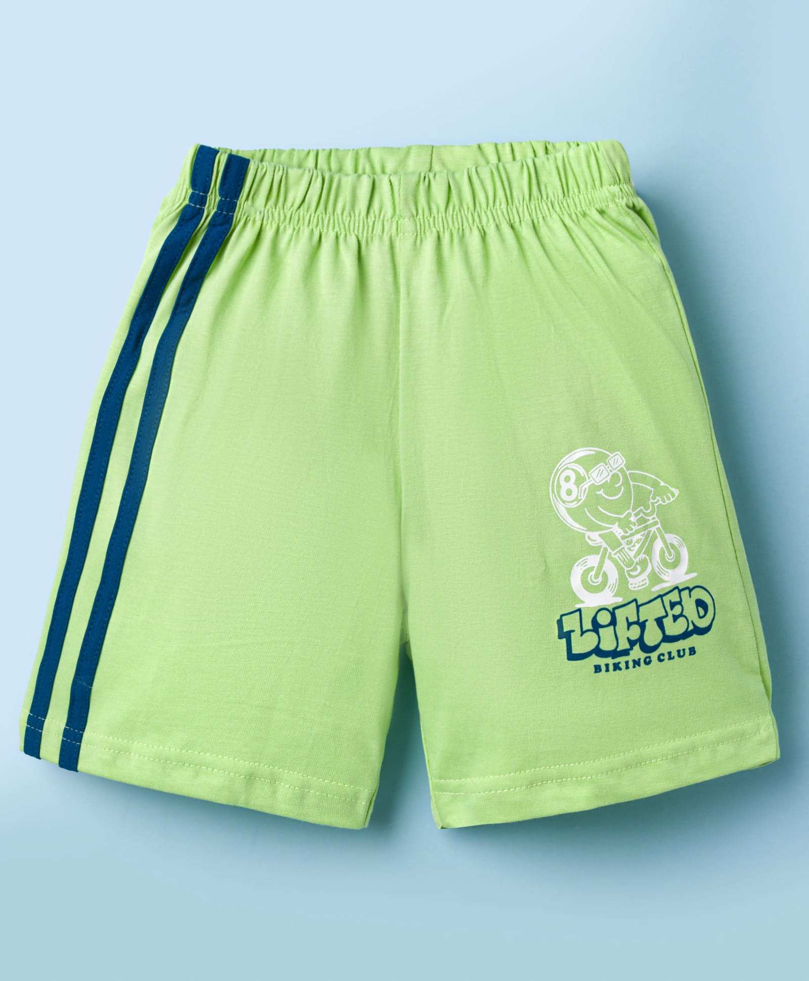 Taeko Single Jersey Knit Shorts With Text Print - Green-picture-12