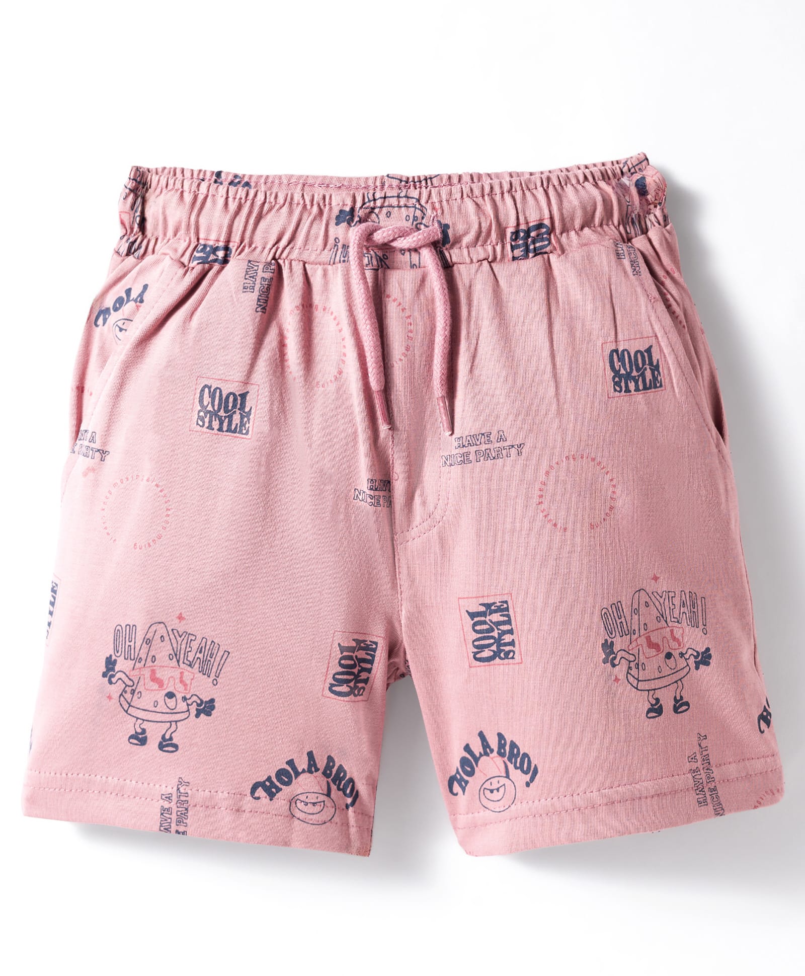 Taeko Single Jersey Knit Above Knee Length Shorts With Text Print - Pink-picture-26