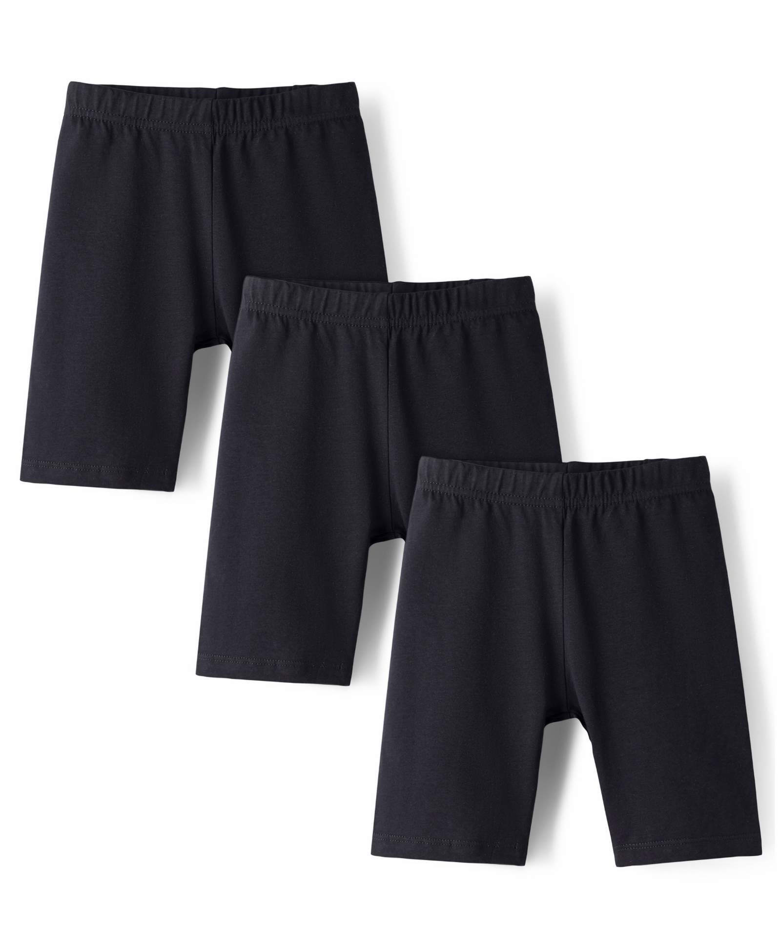 Babyhug Cotton Lycra Knit Mid Thigh Length Cycling Shorts Solid Colour Pack of 3 - Black-image-15