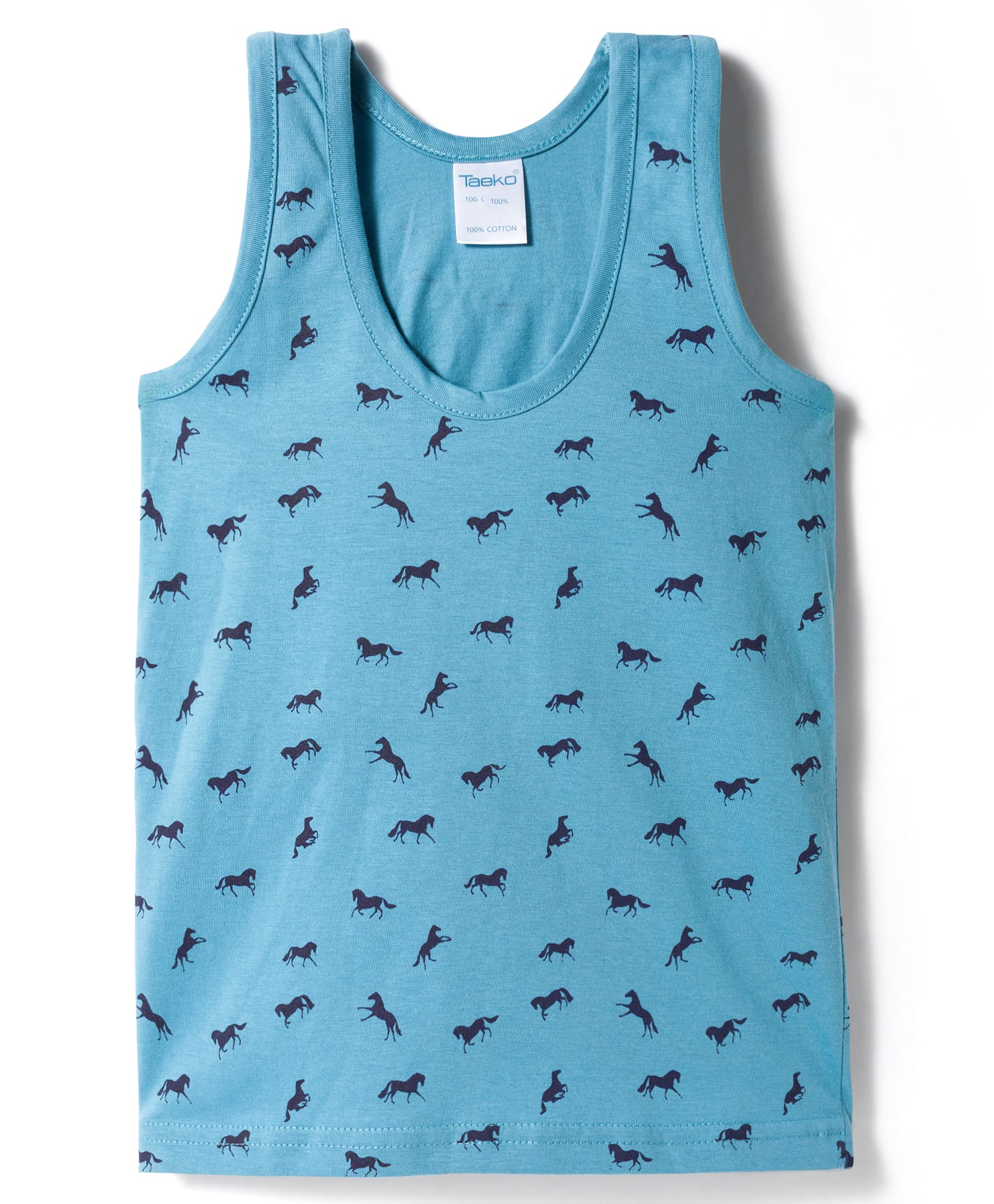 Taeko Single Jersey Knit Sleeveless Horse Printed Vest - Blue-picture-5