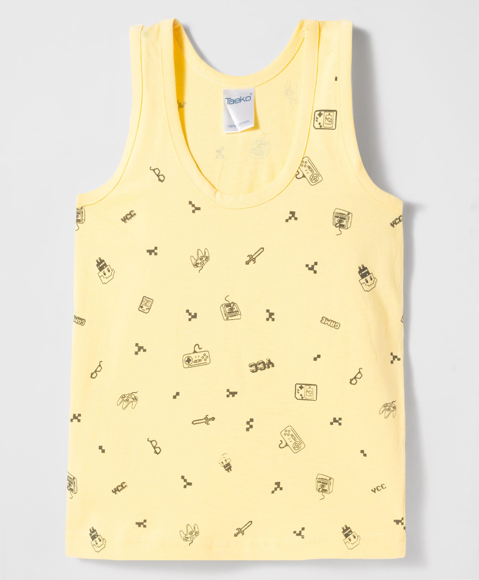 Taeko Single Jersey Knit Sleeveless Printed Vest - Light Yellow-image-4