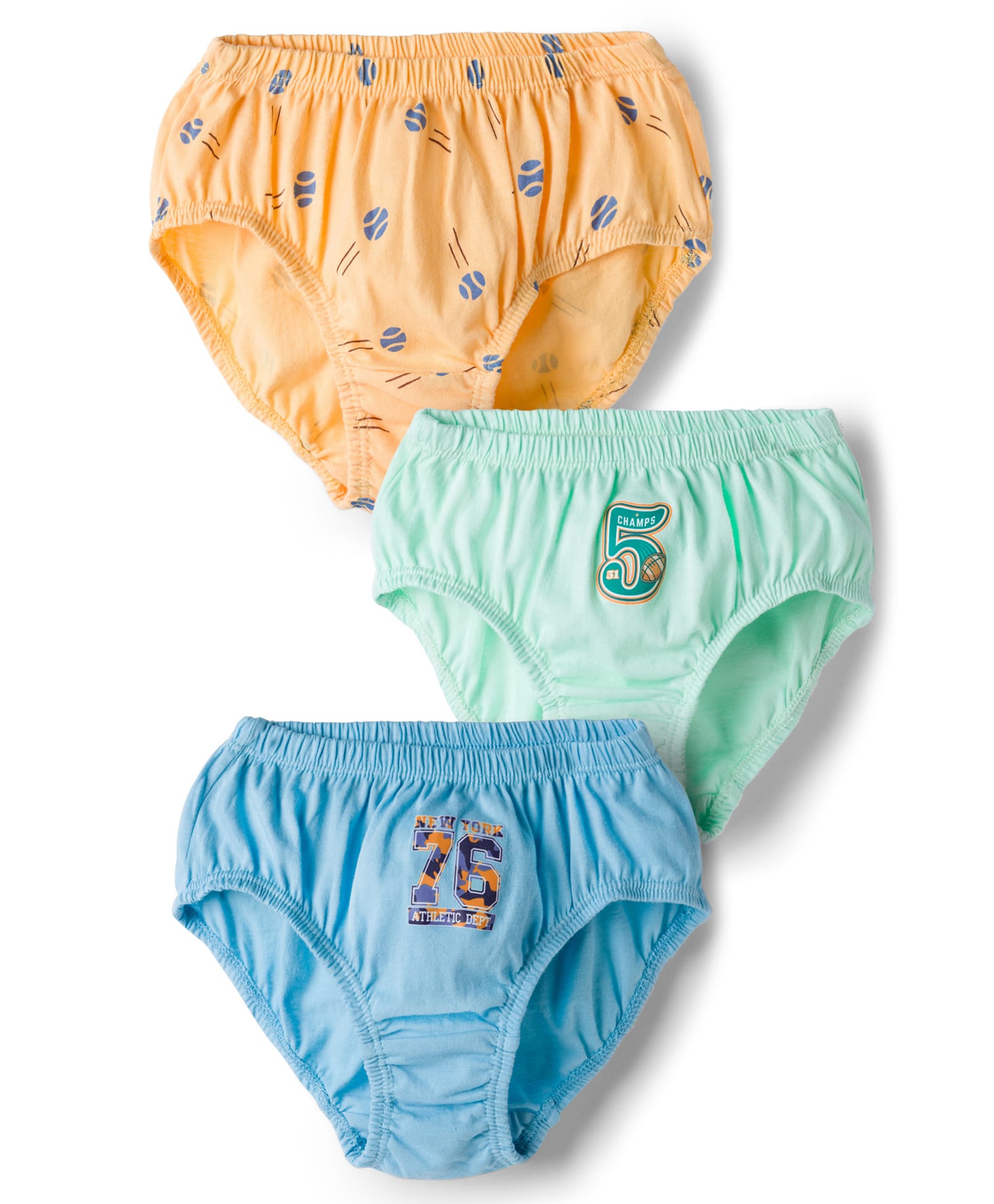Tango Single Jersey Knit Sports Theme Printed Briefs Pack Of 3 - Light Blue Yellow & Light Green-image-29