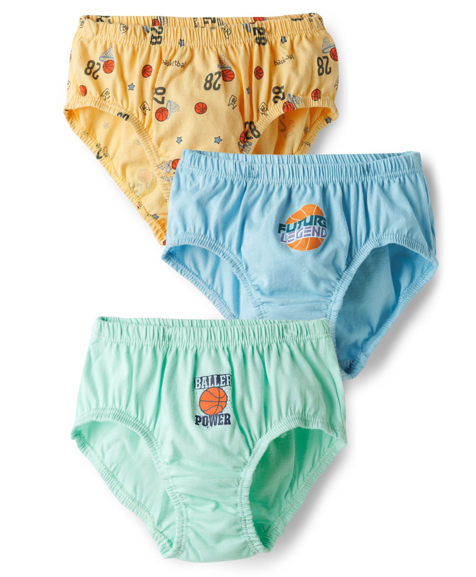 Tango Single Jersey Knit Sports Theme Printed Briefs Pack of 3 - Light Blue Green & Yellow-image-32