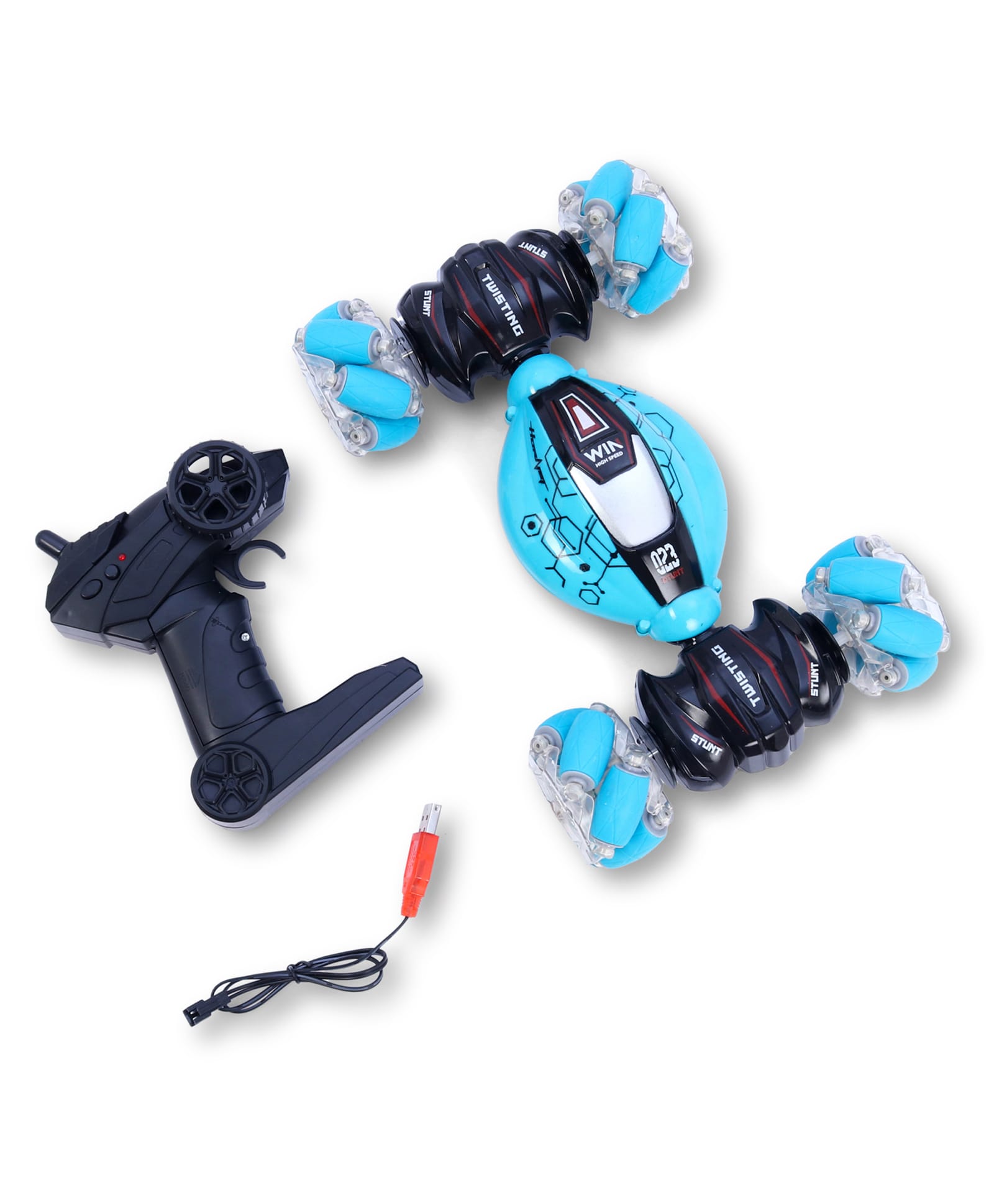 SEEDO 1:16 Scale Die Cast 2.4 GHz Remote Controlled Twisting Drift Car with Double Sided 360 Degree Flip Rotation - Blue-picture-24
