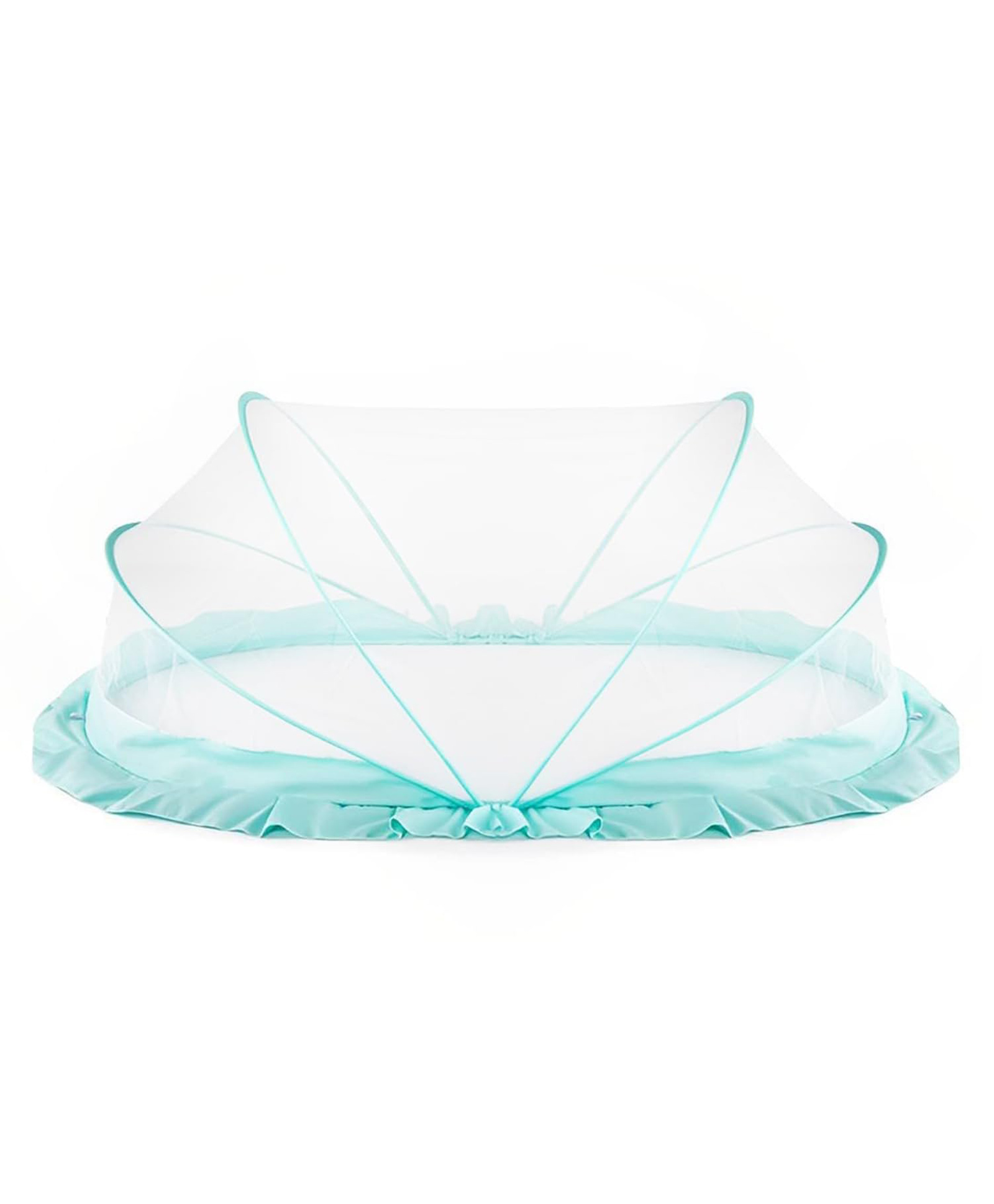 LifeKrafts Foldable Baby Mosquito Net for Infants & Toddler Bottomless Safe Sleep Net - Ocean Green Regular Size-image-2