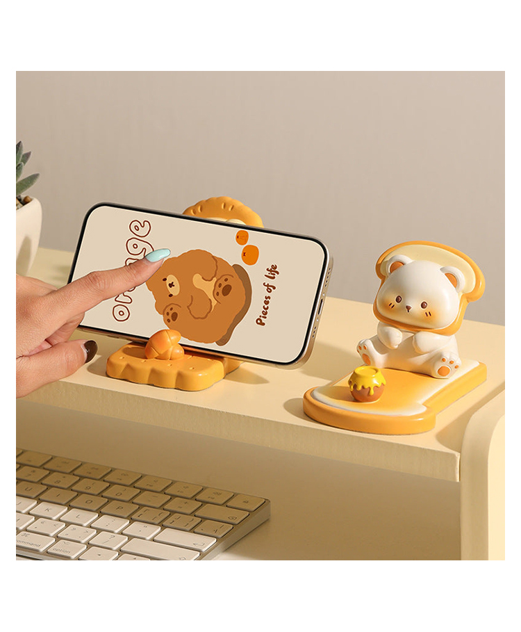 Sanjary Cute Cartoon Bear Phone Stand Desk Holder Cartoon Resin Mobile Stand Decorative Gift for Office Bedroom Study Table Home Kids Girls color design may vary-image-3
